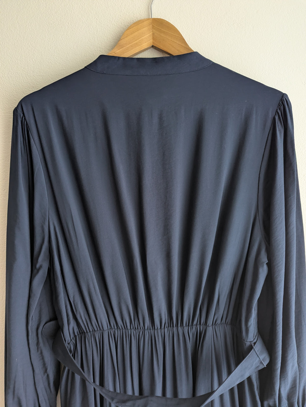 Review Navy Pintuck Maxi Dress