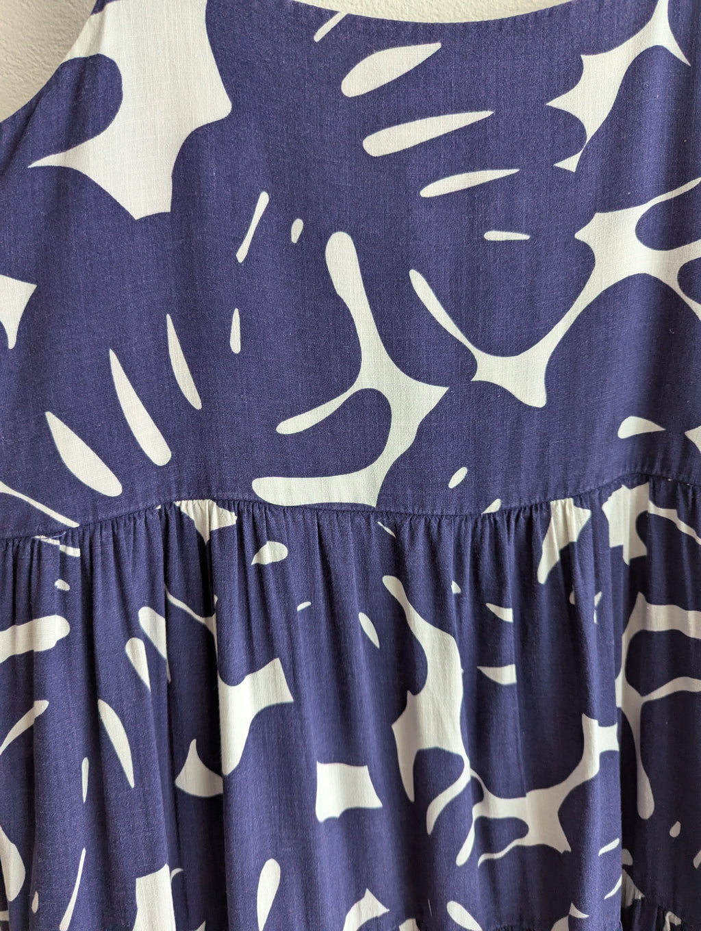 Mister Zimi Navy & White Leaf Print Midi Dress