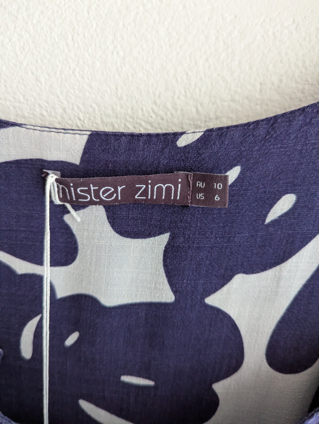 Mister Zimi Navy & White Leaf Print Midi Dress