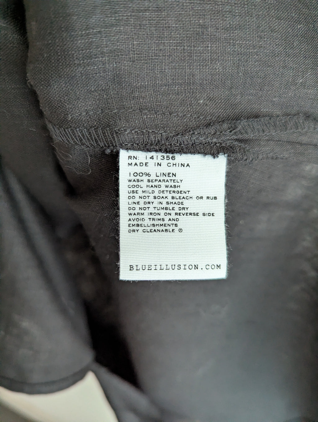 Blue Illusion Black Embellished Linen Shift Dress