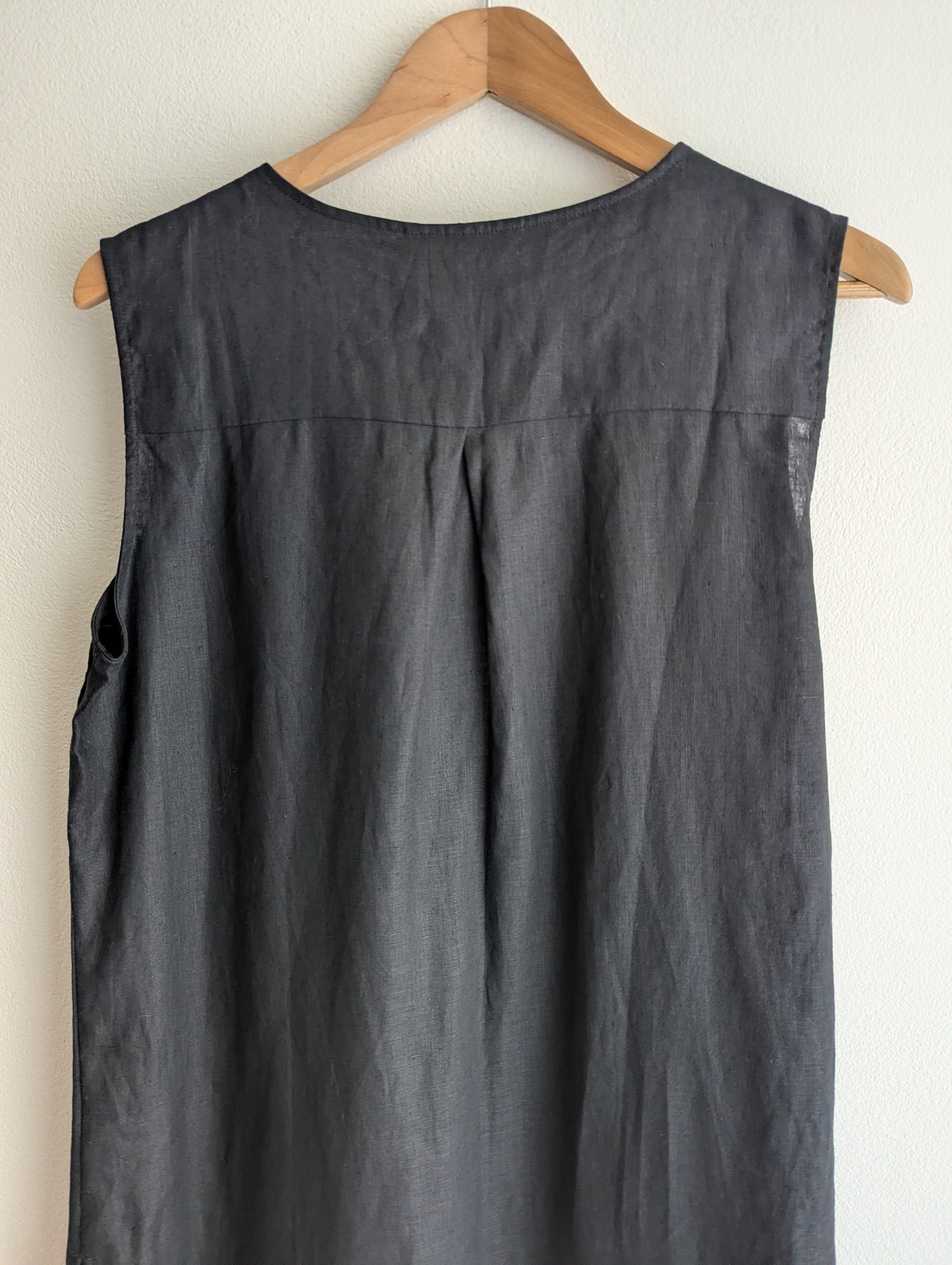 Blue Illusion Black Embellished Linen Shift Dress