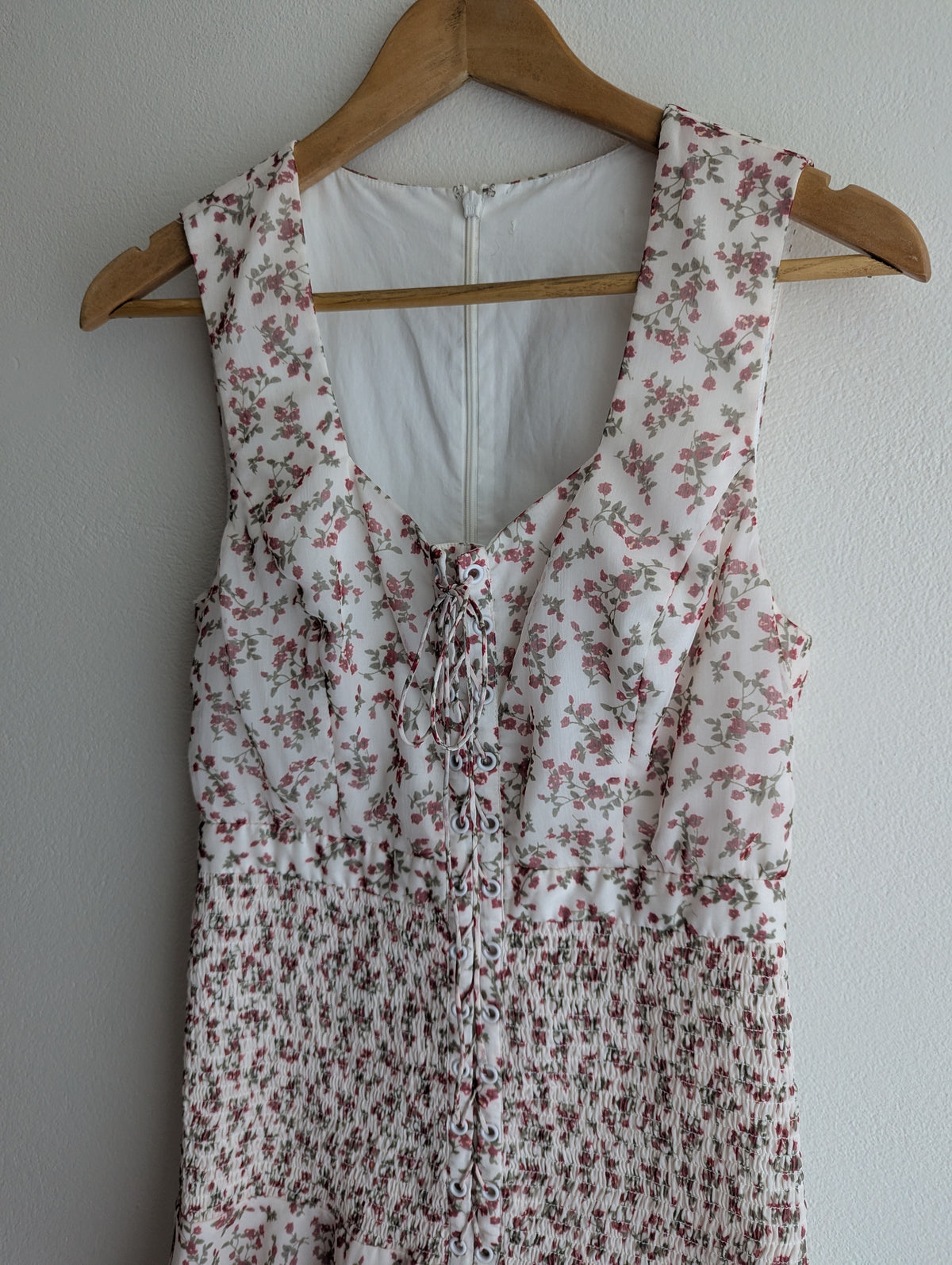 The East Order Floral Lace-up Mini Dress