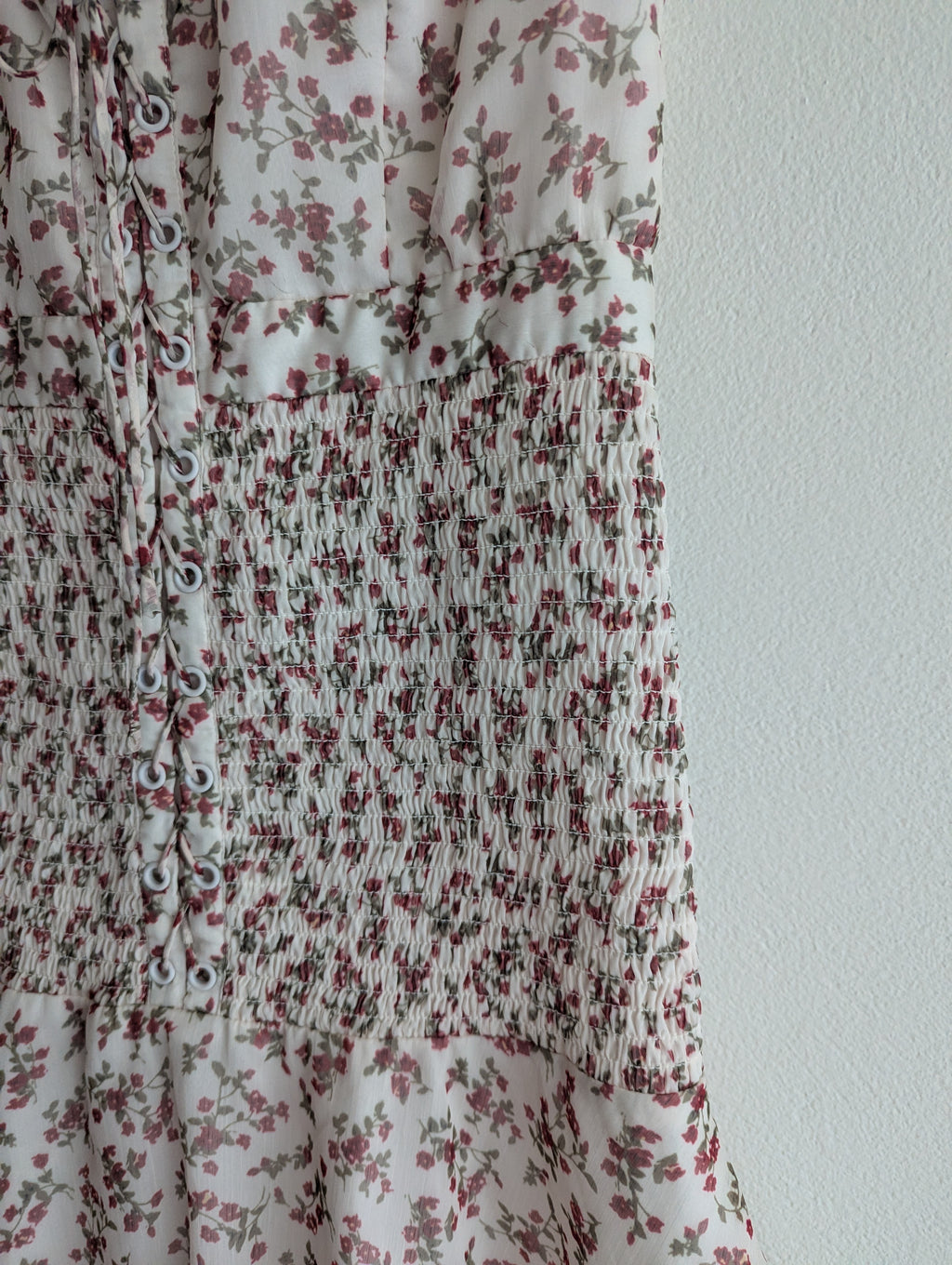 The East Order Floral Lace-up Mini Dress