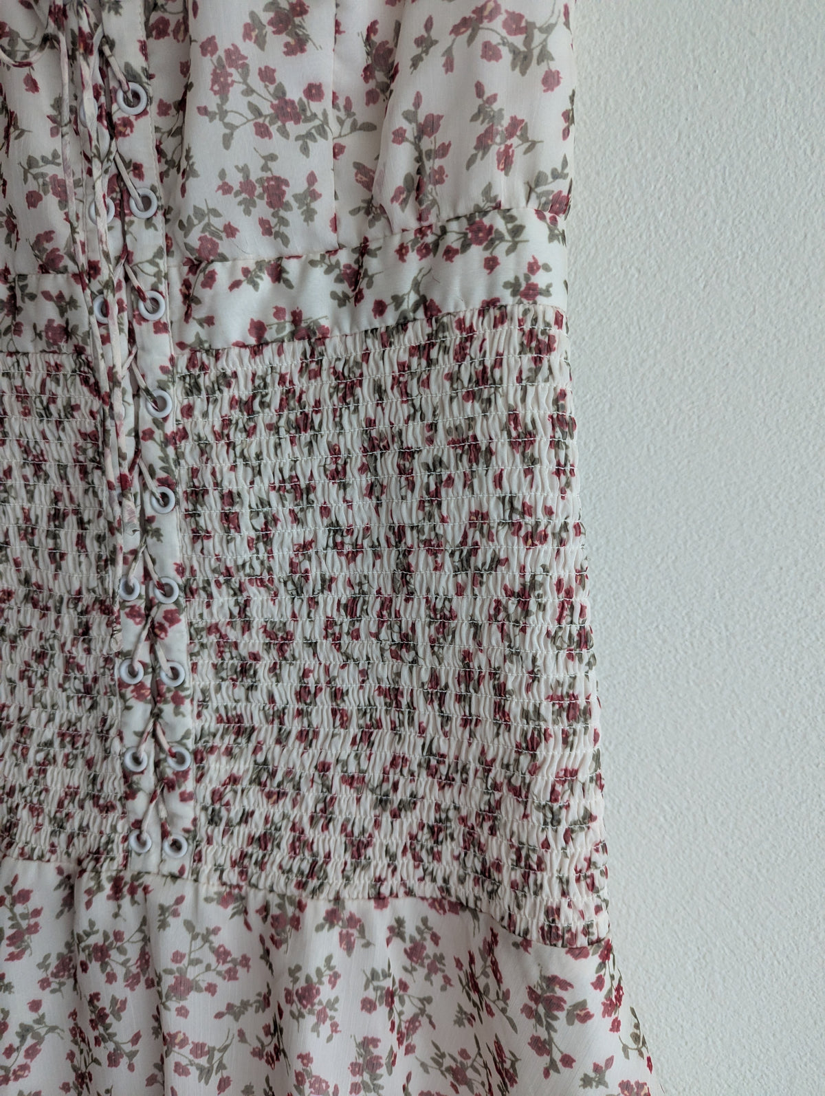 The East Order Floral Lace-up Mini Dress