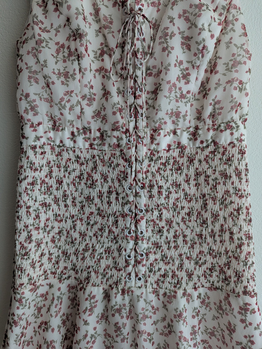 The East Order Floral Lace-up Mini Dress