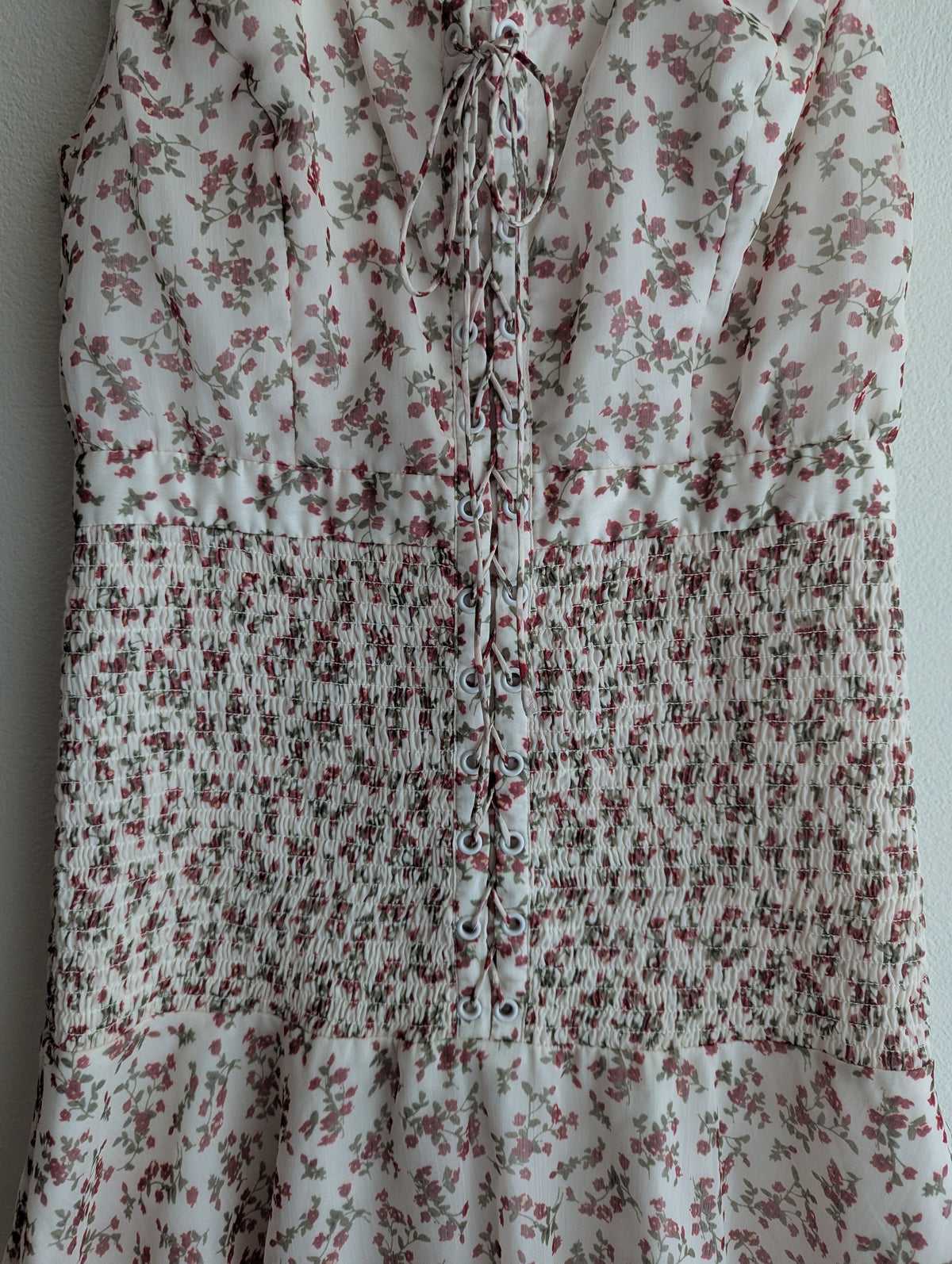 The East Order Floral Lace-up Mini Dress