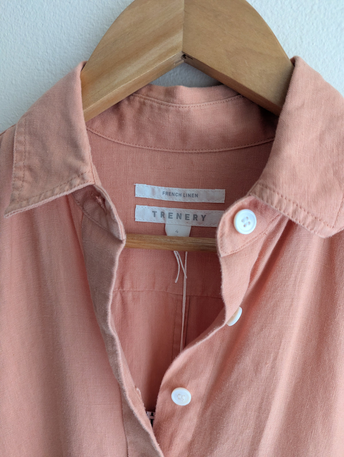 Trenery Peach Linen Button-Down Shirt Dress