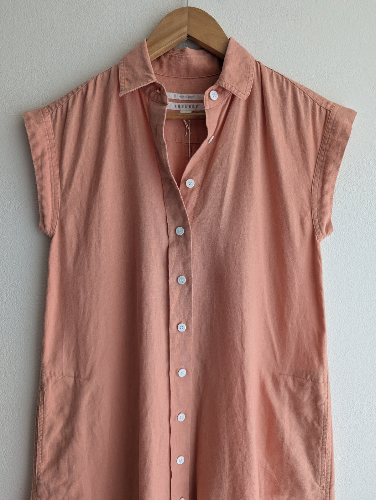 Trenery Peach Linen Button-Down Shirt Dress