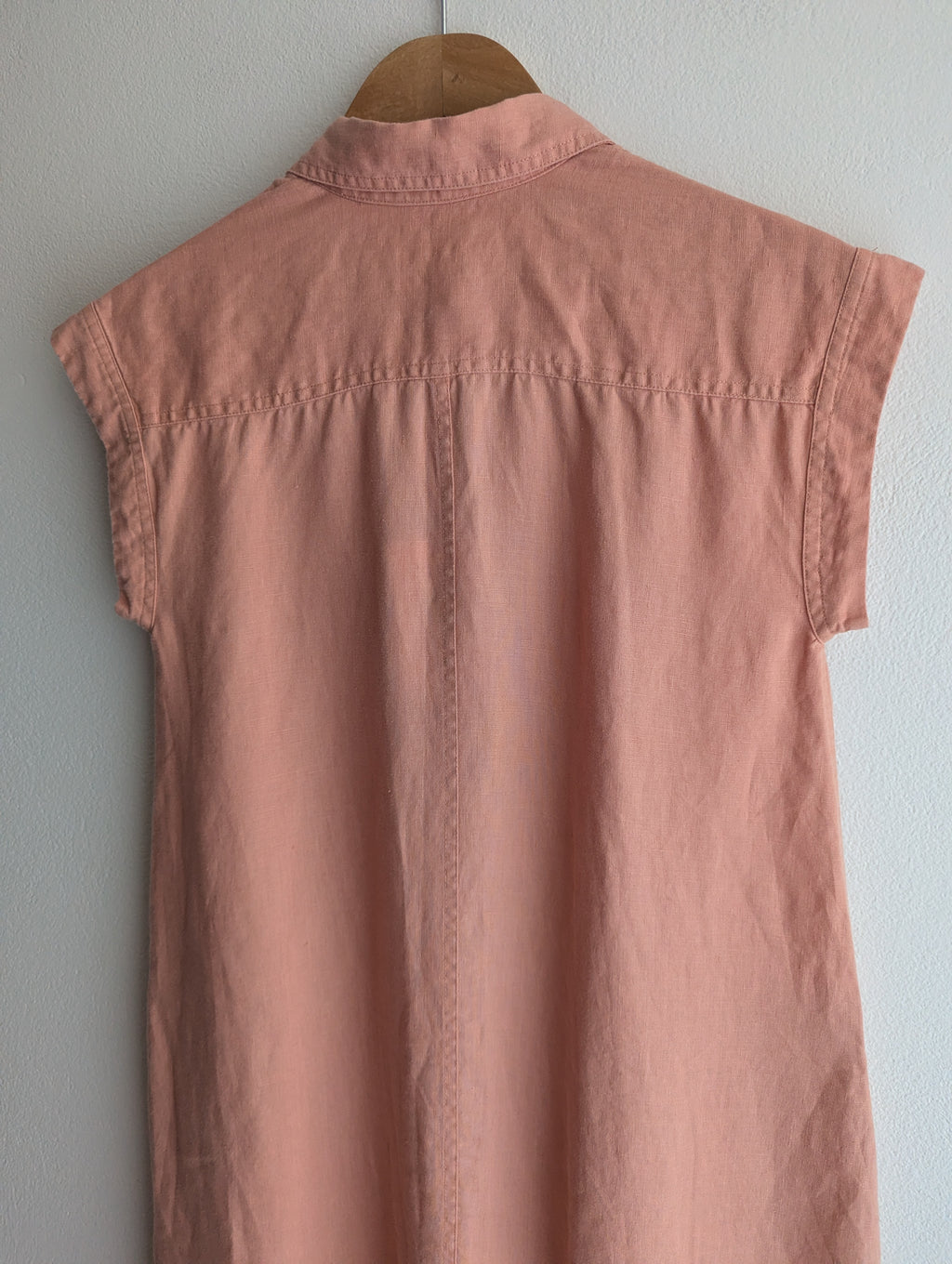 Trenery Peach Linen Button-Down Shirt Dress