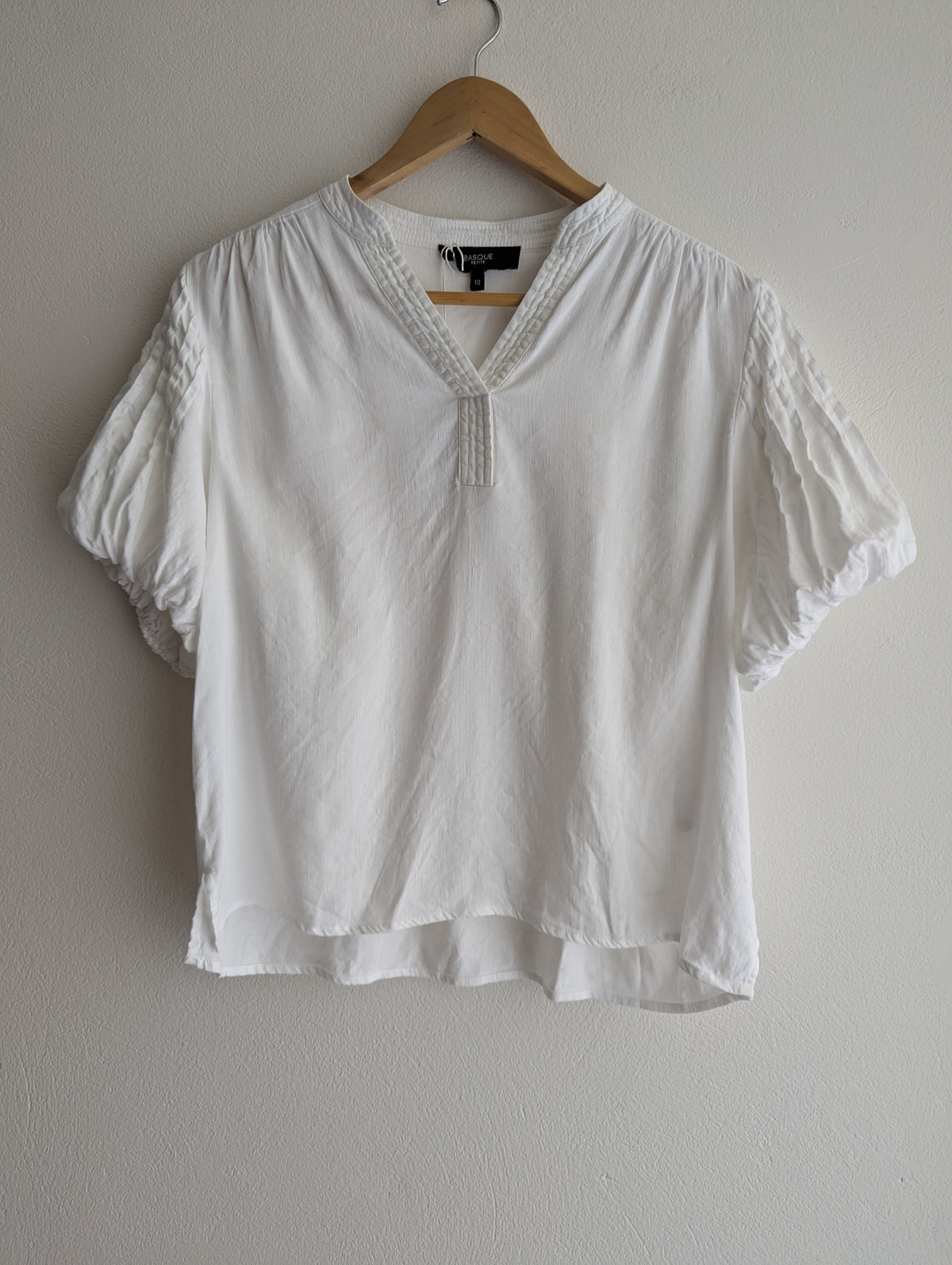 Basque Petite White Linen-Blend Top