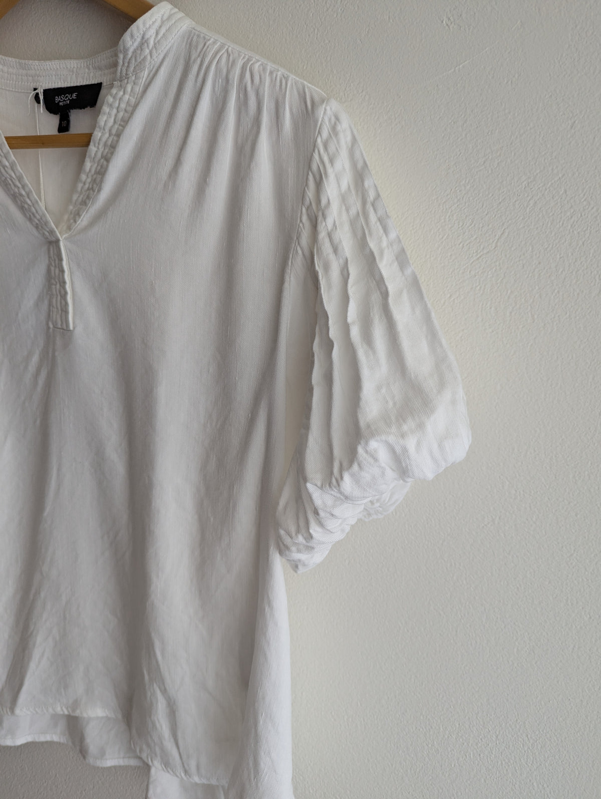 Basque Petite White Linen-Blend Top