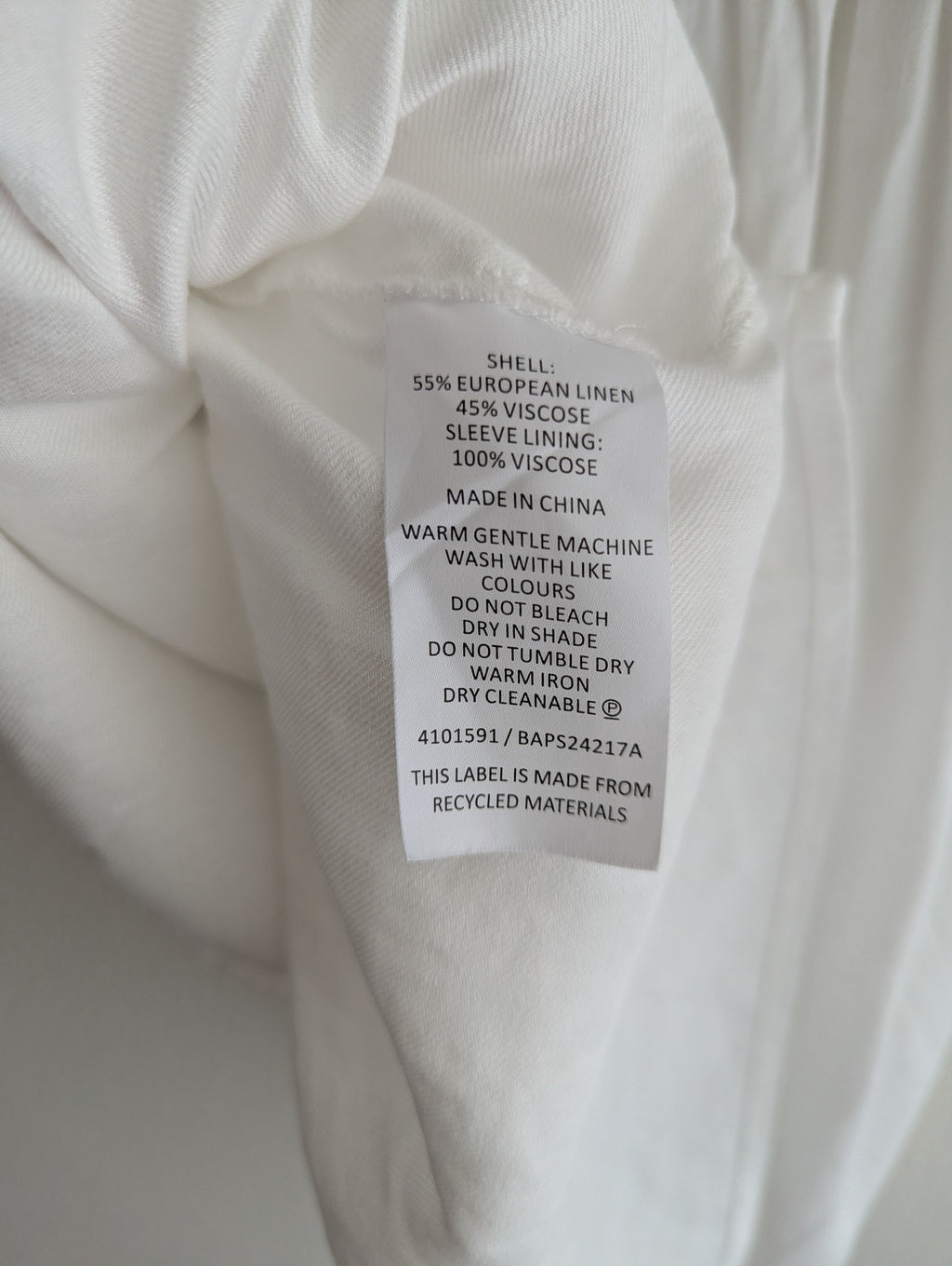 Basque Petite White Linen-Blend Top