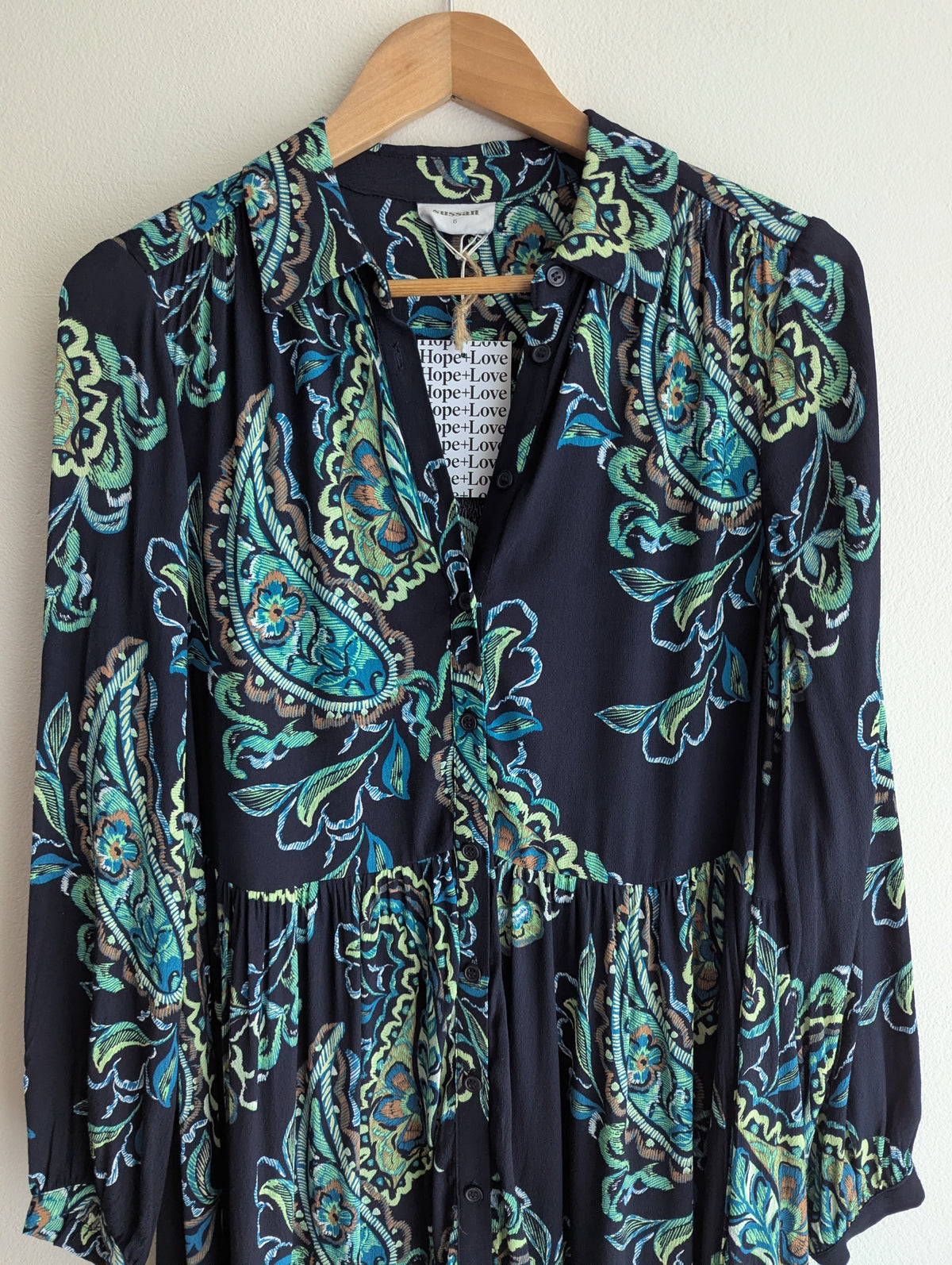 Sussan Navy Paisley Print Shirt Dress