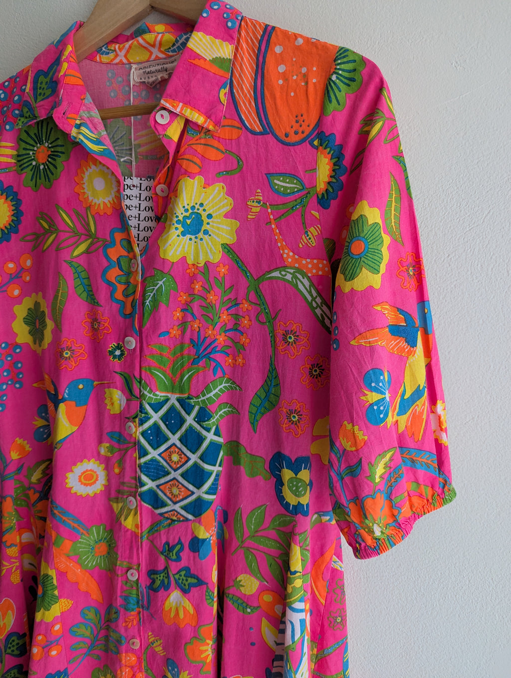 Orientique Naturally Neon Floral Cotton Shirt Dress