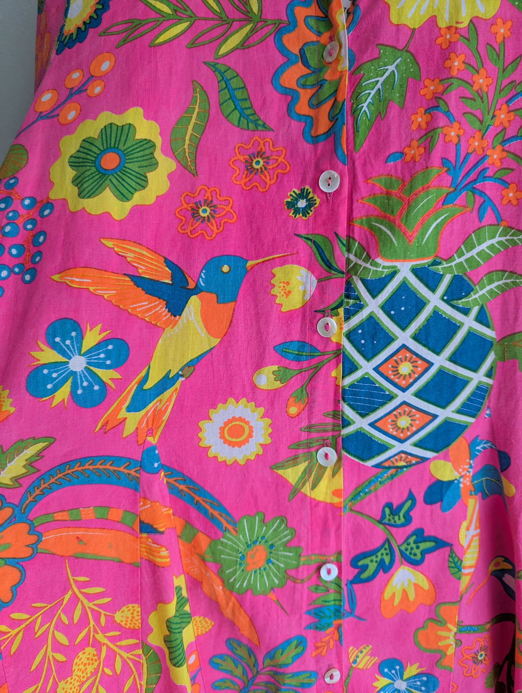 Orientique Naturally Neon Floral Cotton Shirt Dress