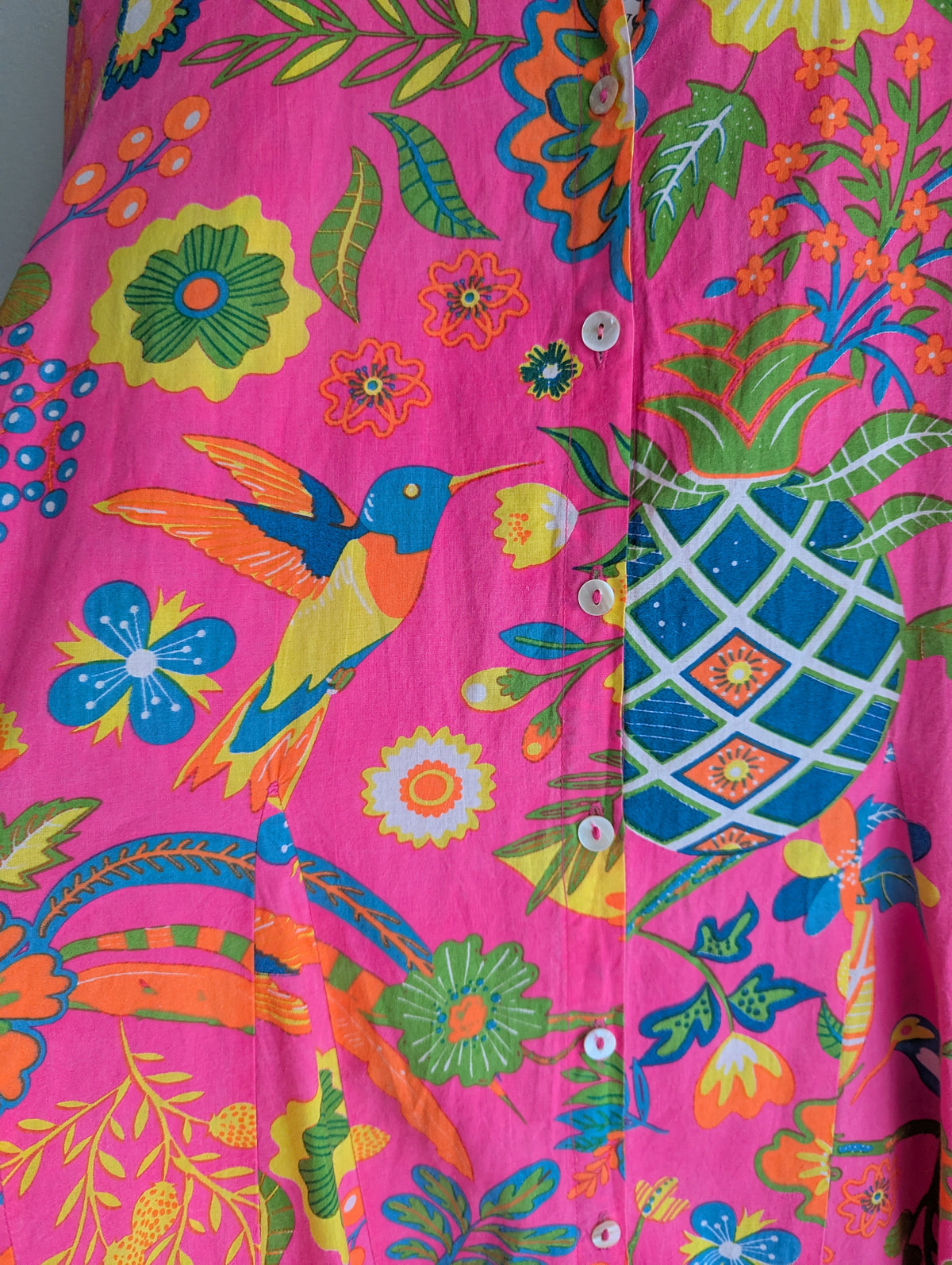Orientique Naturally Neon Floral Cotton Shirt Dress