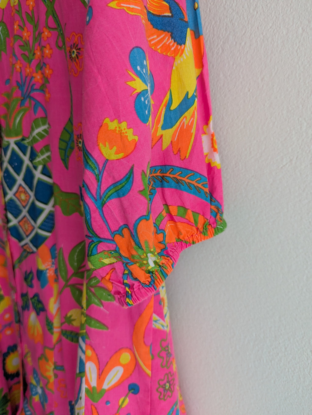 Orientique Naturally Neon Floral Cotton Shirt Dress
