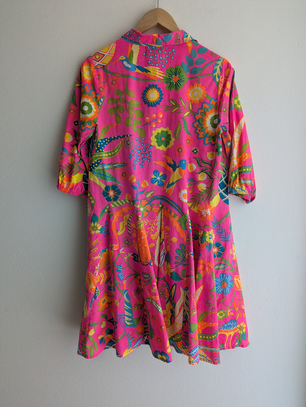 Orientique Naturally Neon Floral Cotton Shirt Dress