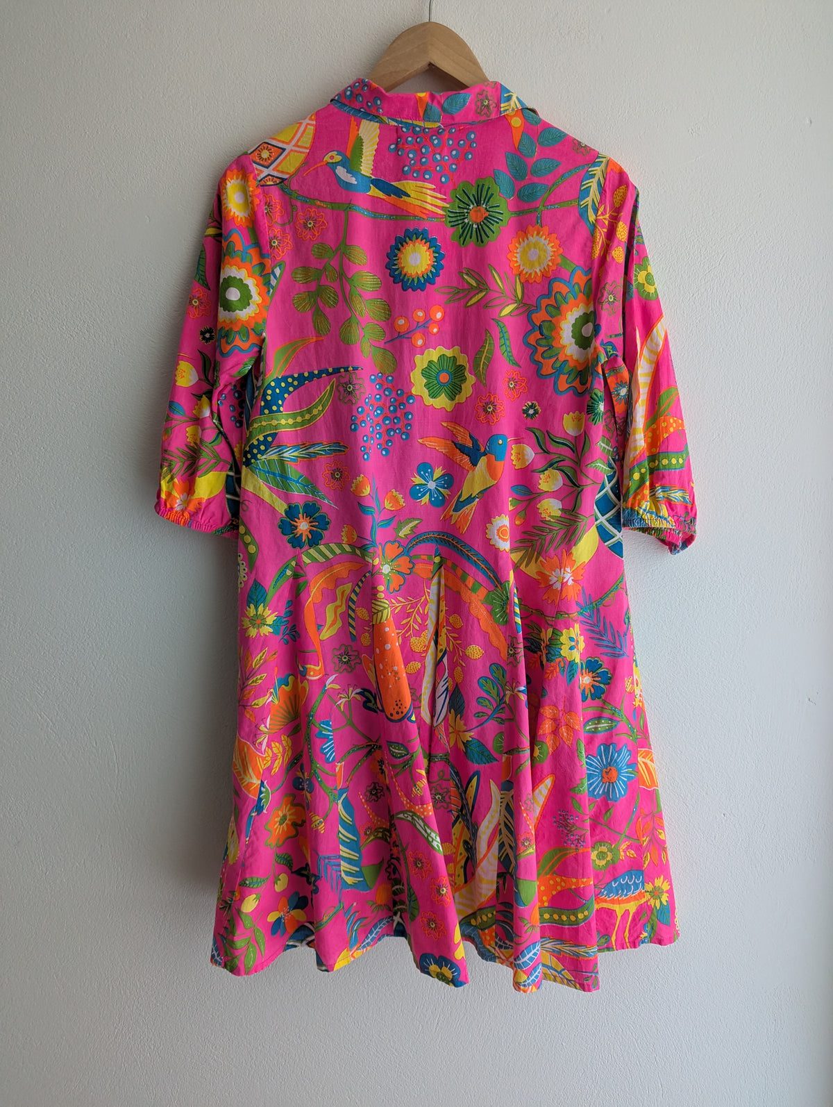 Orientique Naturally Neon Floral Cotton Shirt Dress