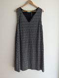 Blue Illusion Black & White Geometric Shift Dress