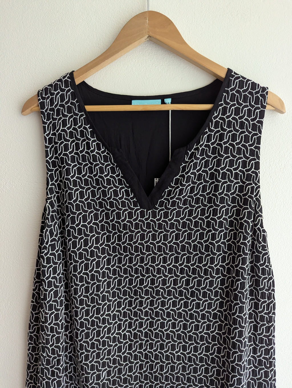 Blue Illusion Black & White Geometric Shift Dress