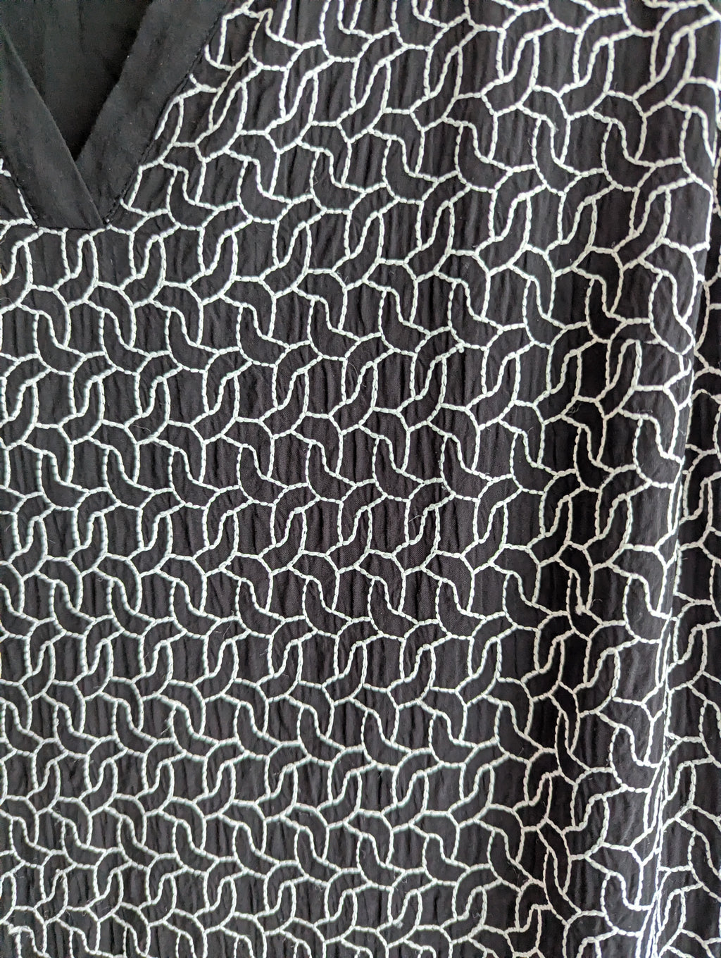 Blue Illusion Black & White Geometric Shift Dress