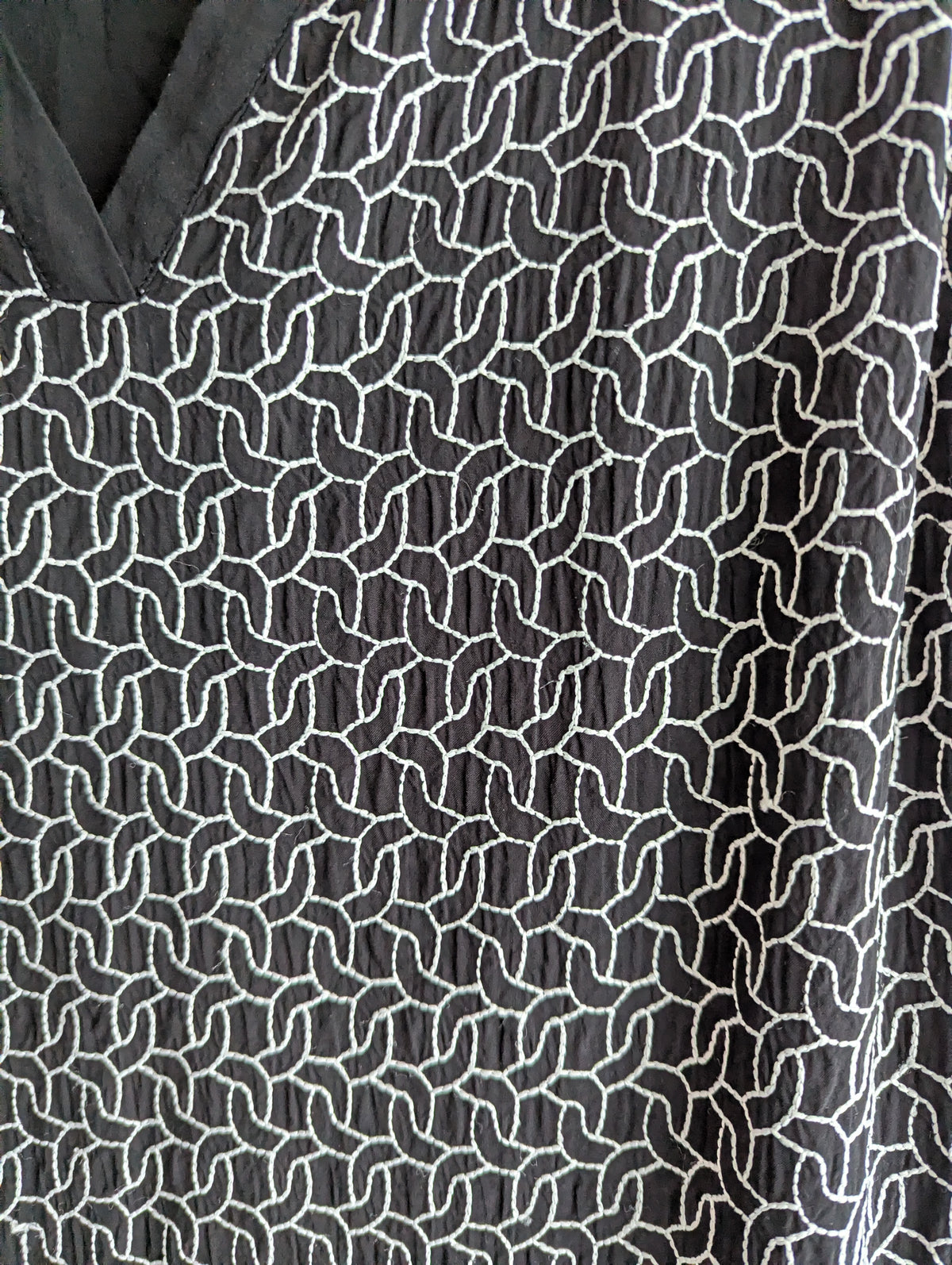 Blue Illusion Black & White Geometric Shift Dress