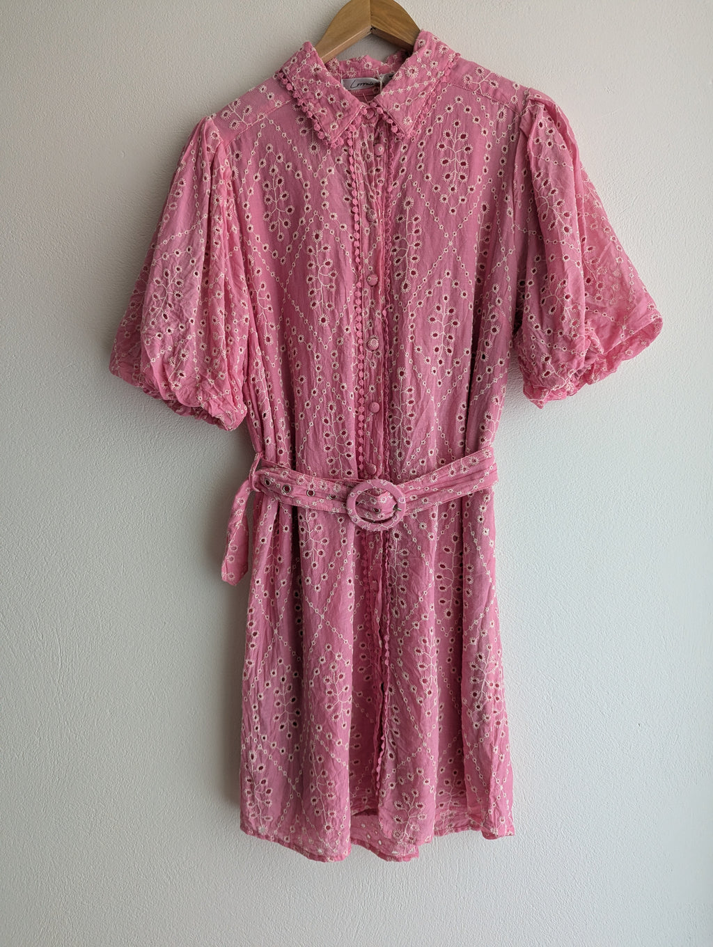 Lorraine Pink & White Cotton Shirt Dress