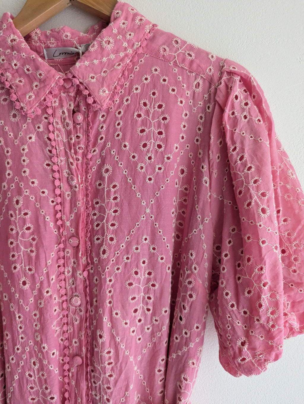 Lorraine Pink & White Cotton Shirt Dress