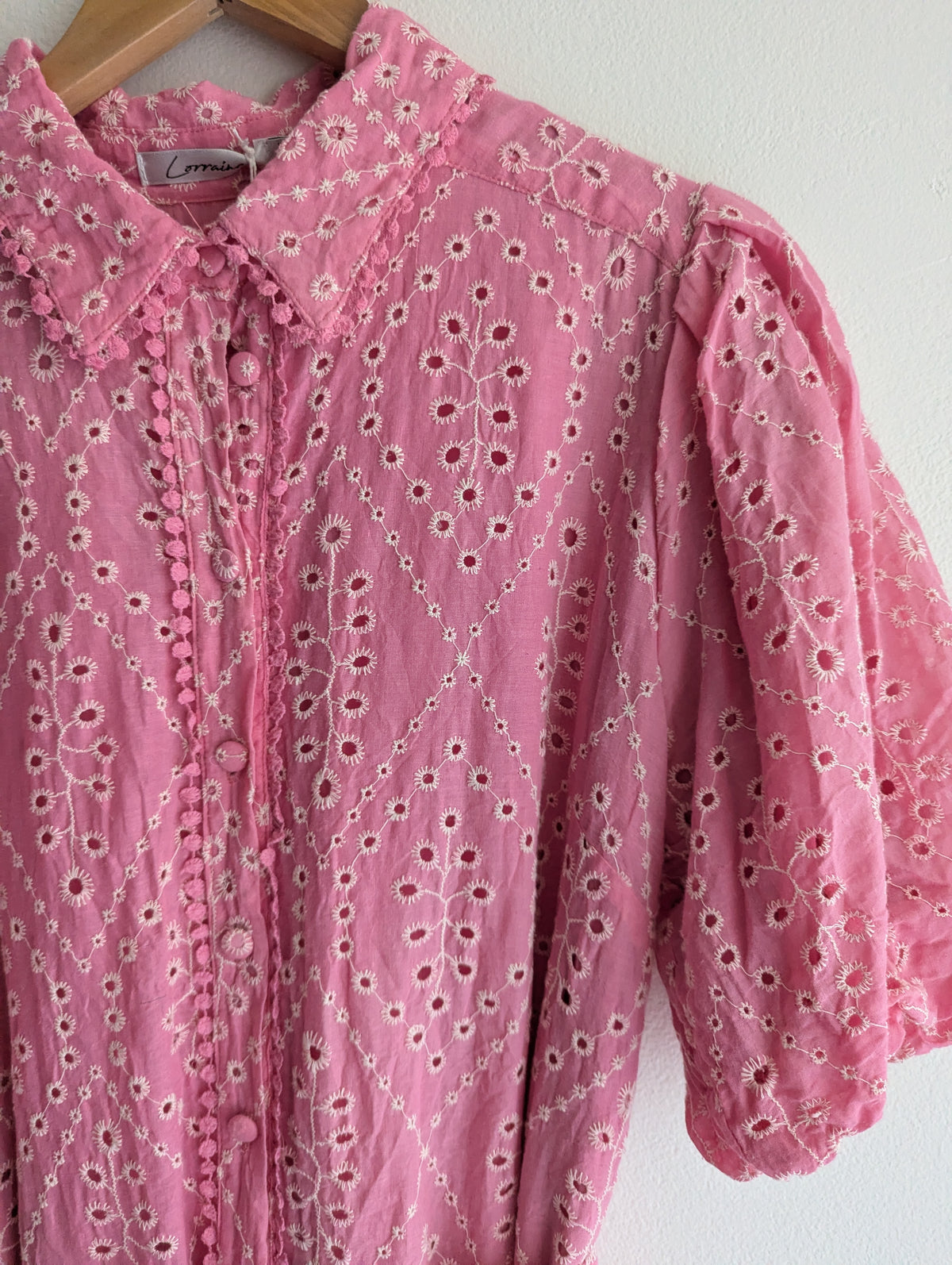 Lorraine Pink & White Cotton Shirt Dress