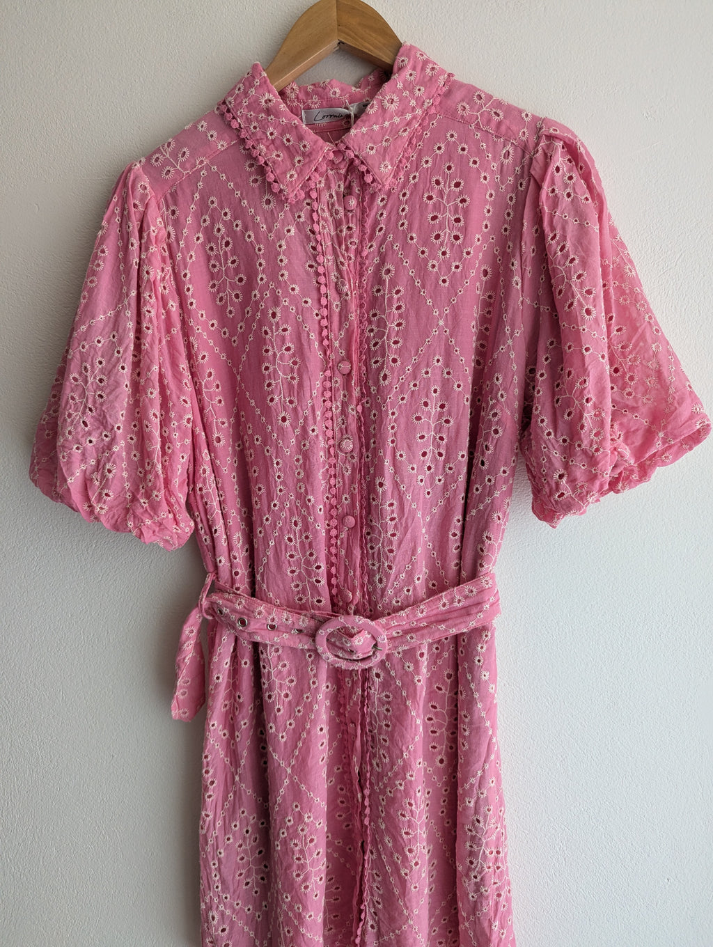 Lorraine Pink & White Cotton Shirt Dress