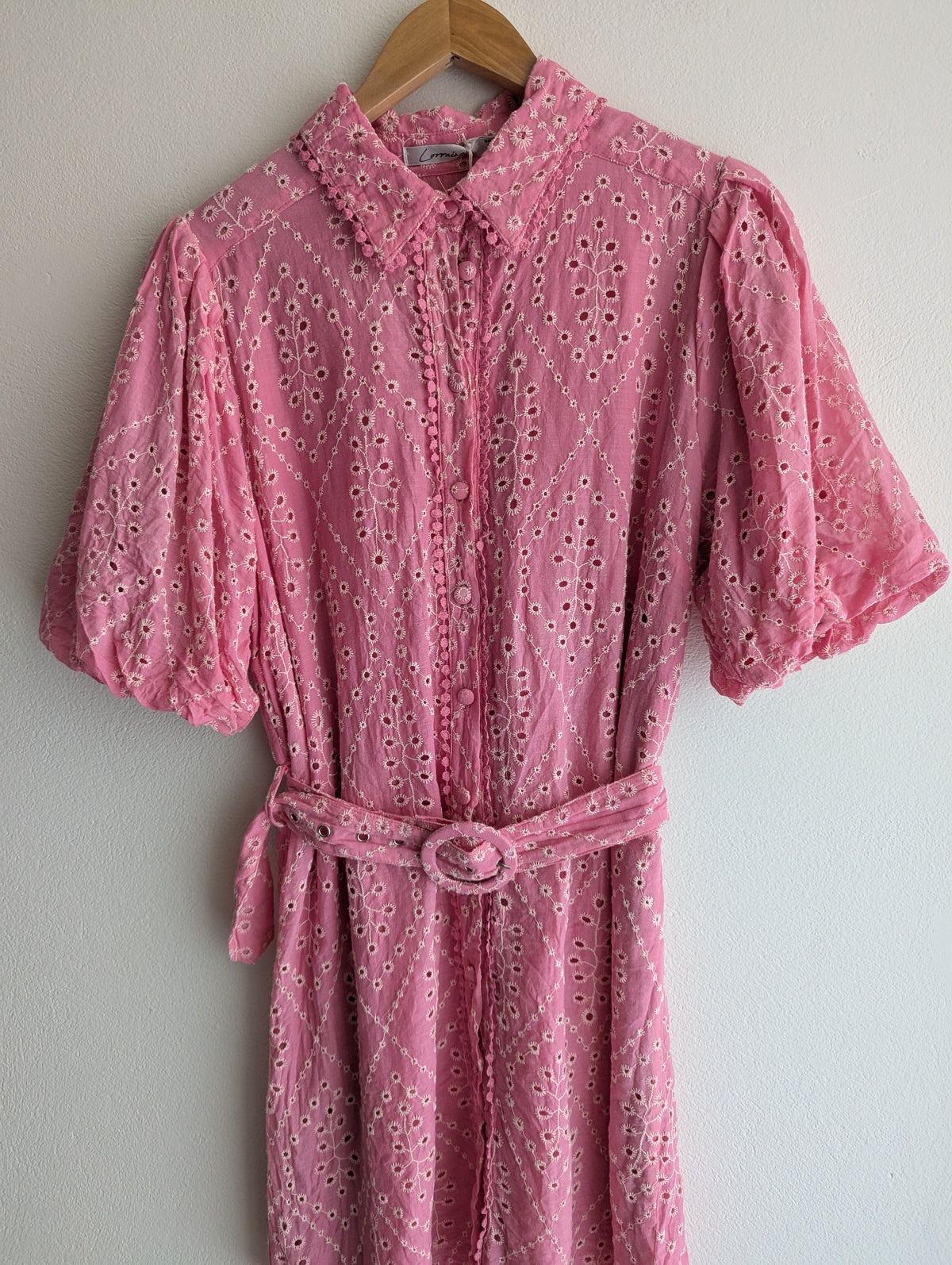 Lorraine Pink & White Cotton Shirt Dress