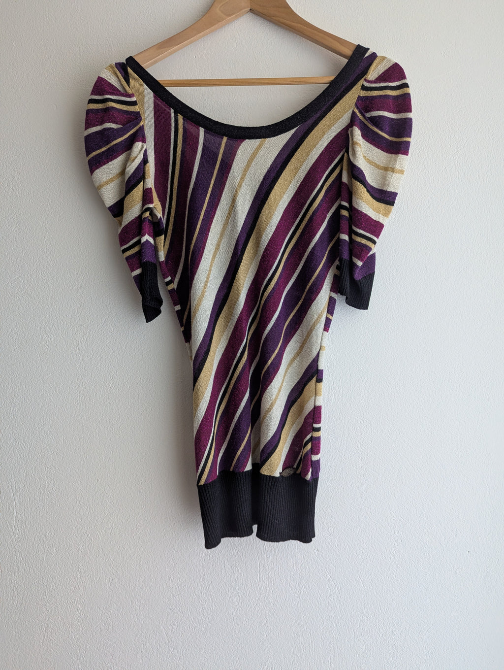 Guess Stripe Lurex Knit Longline Top