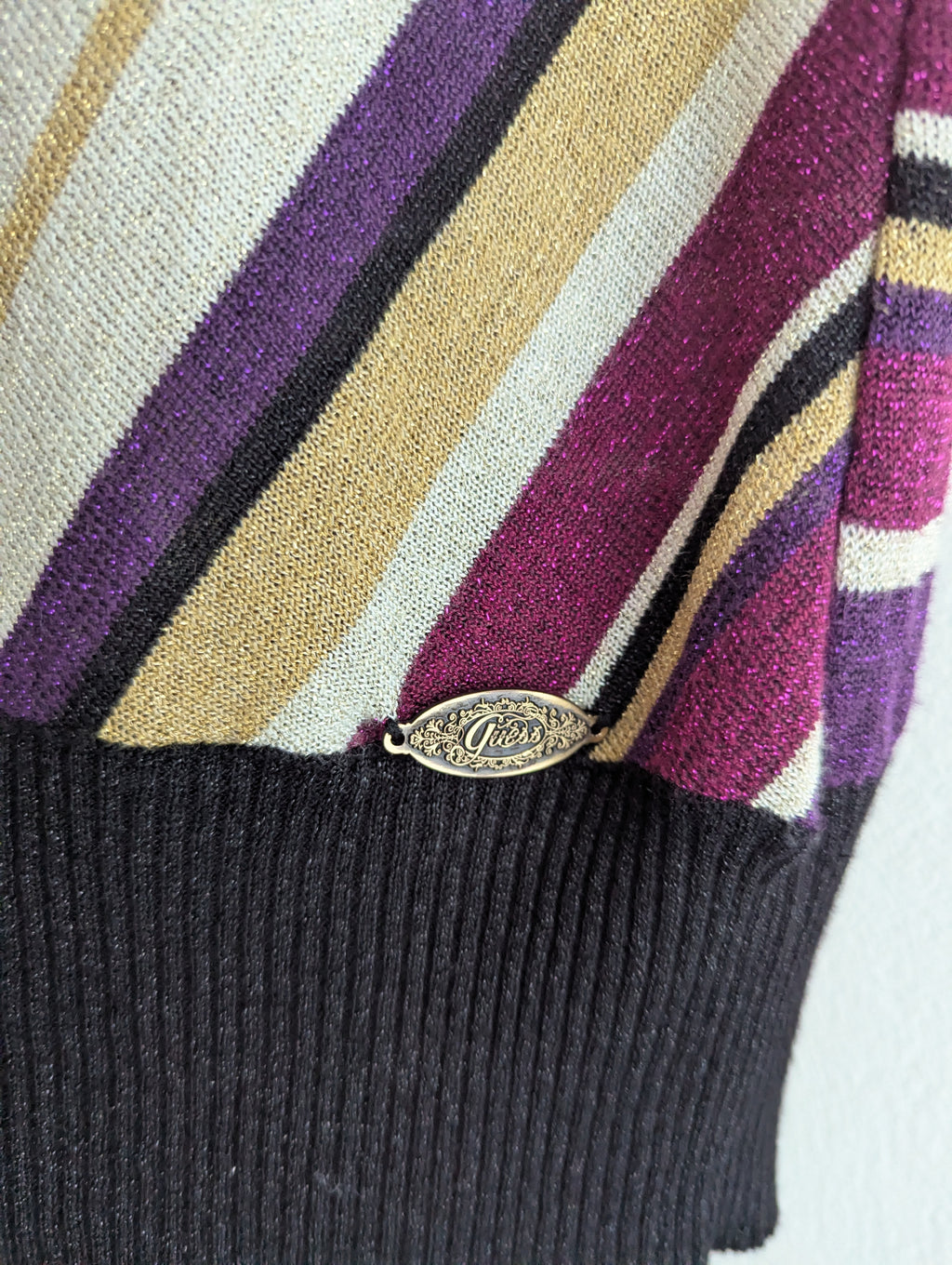 Guess Stripe Lurex Knit Longline Top