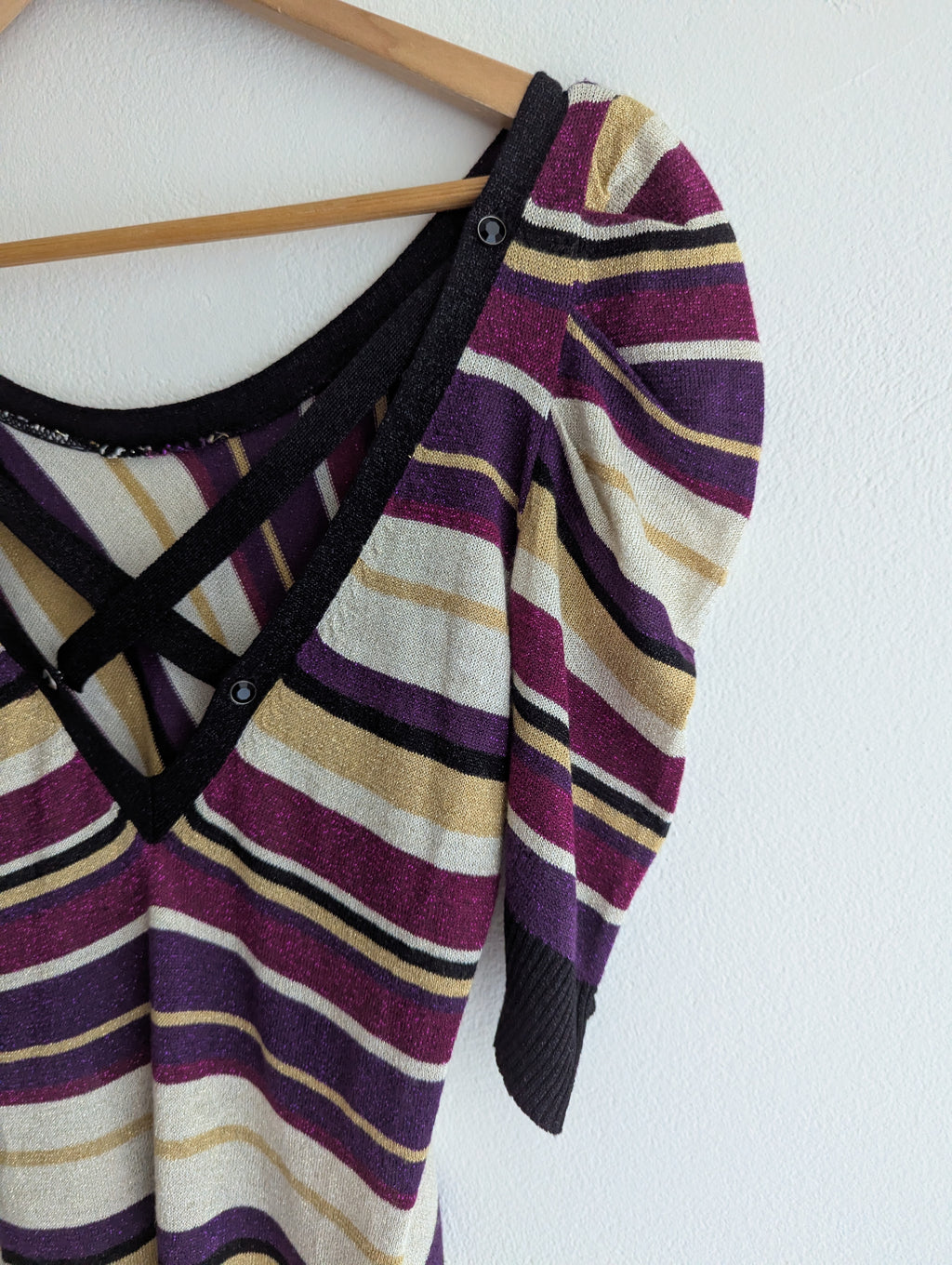 Guess Stripe Lurex Knit Longline Top
