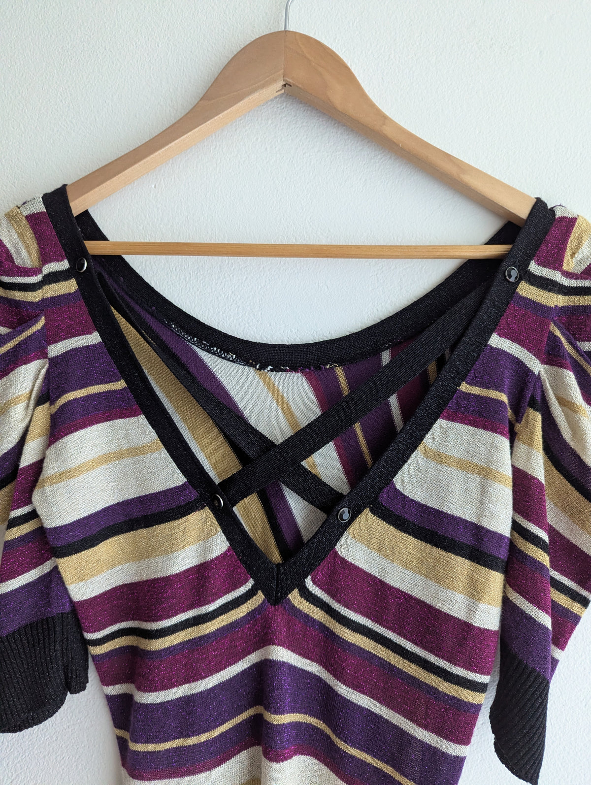 Guess Stripe Lurex Knit Longline Top