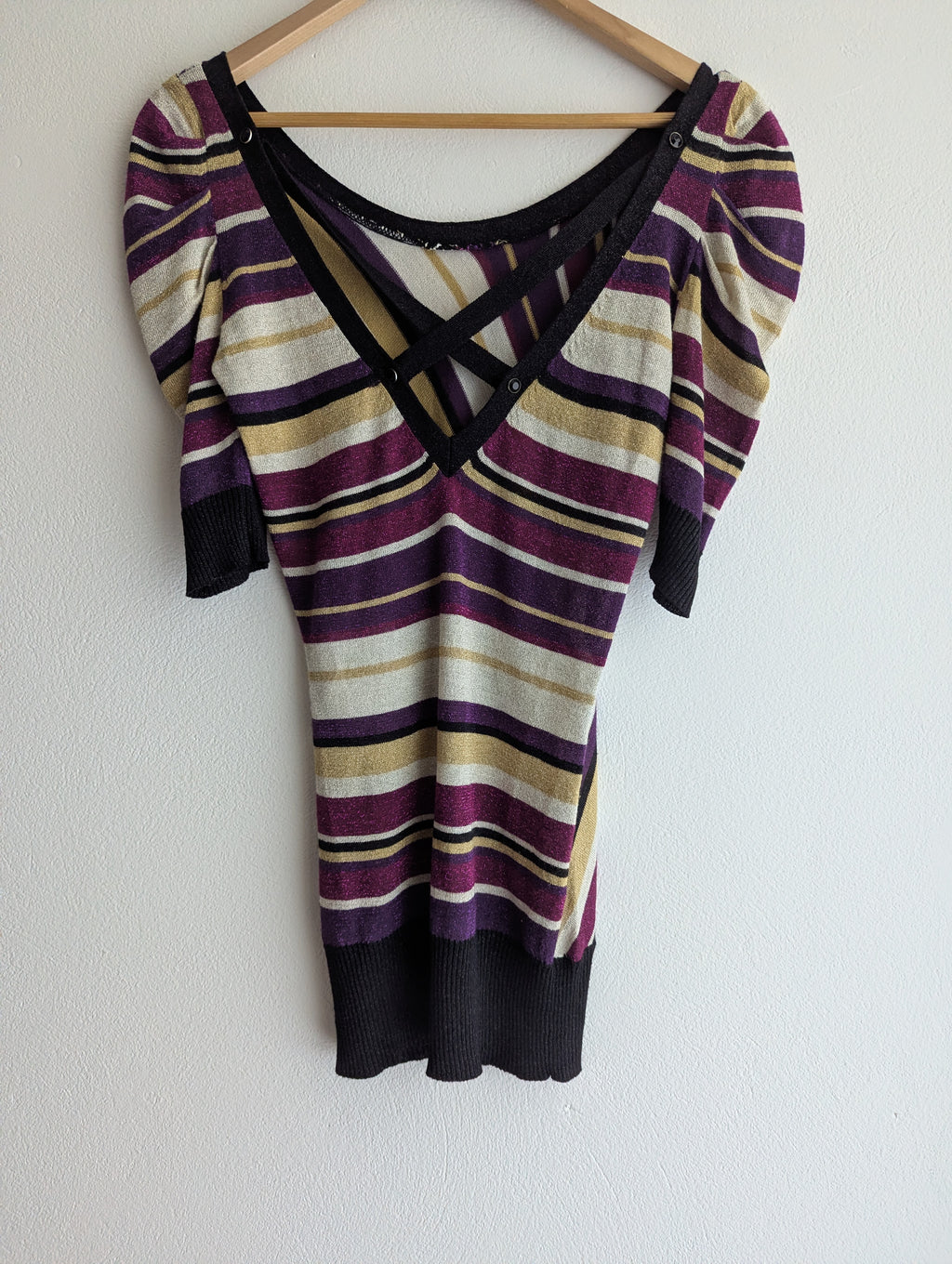 Guess Stripe Lurex Knit Longline Top