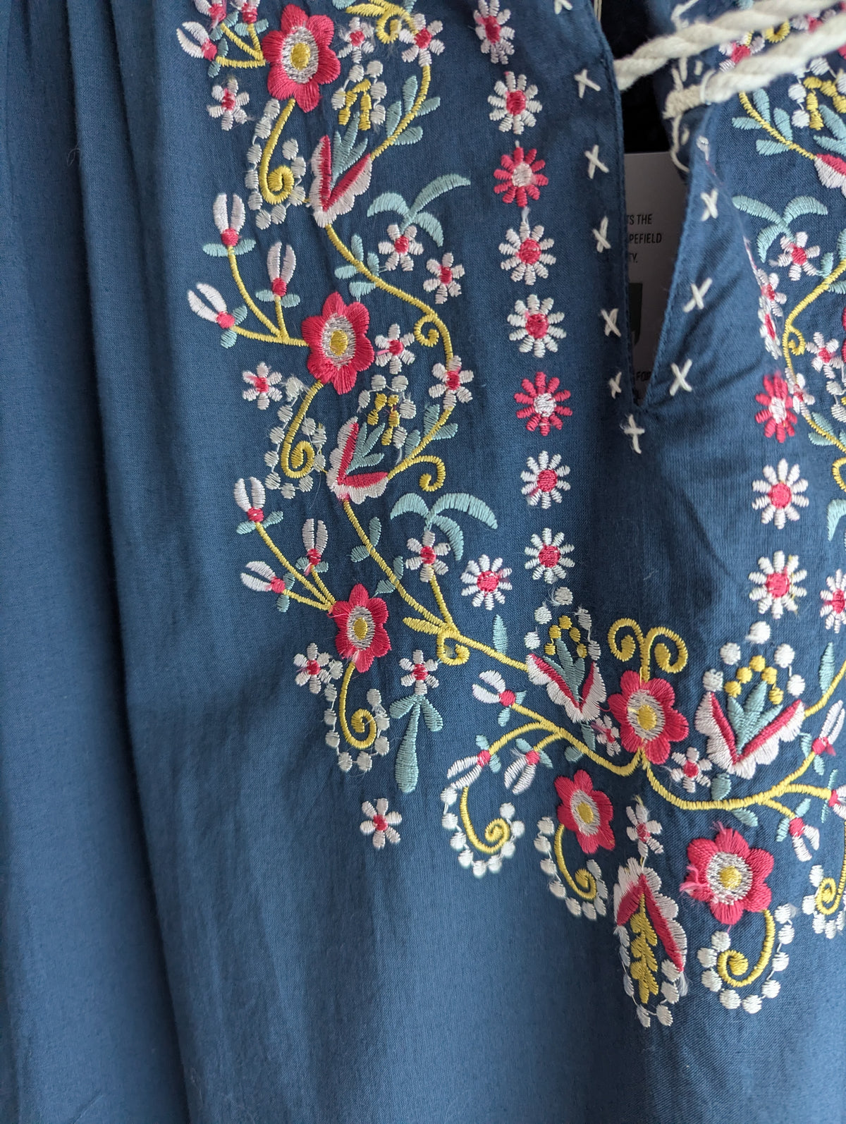 Binny Washed Navy Floral Embroidered Shift Dress