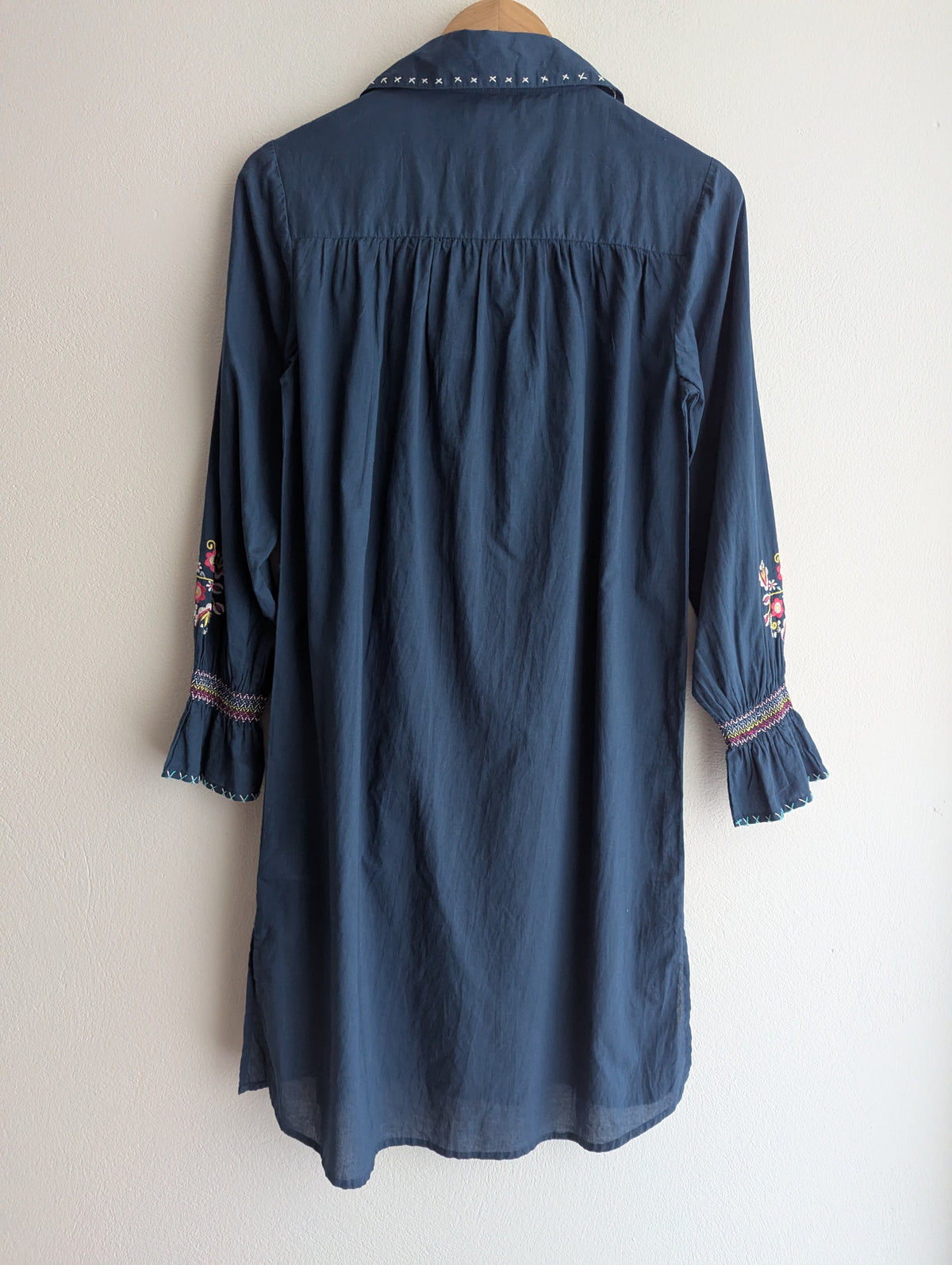 Binny Washed Navy Floral Embroidered Shift Dress