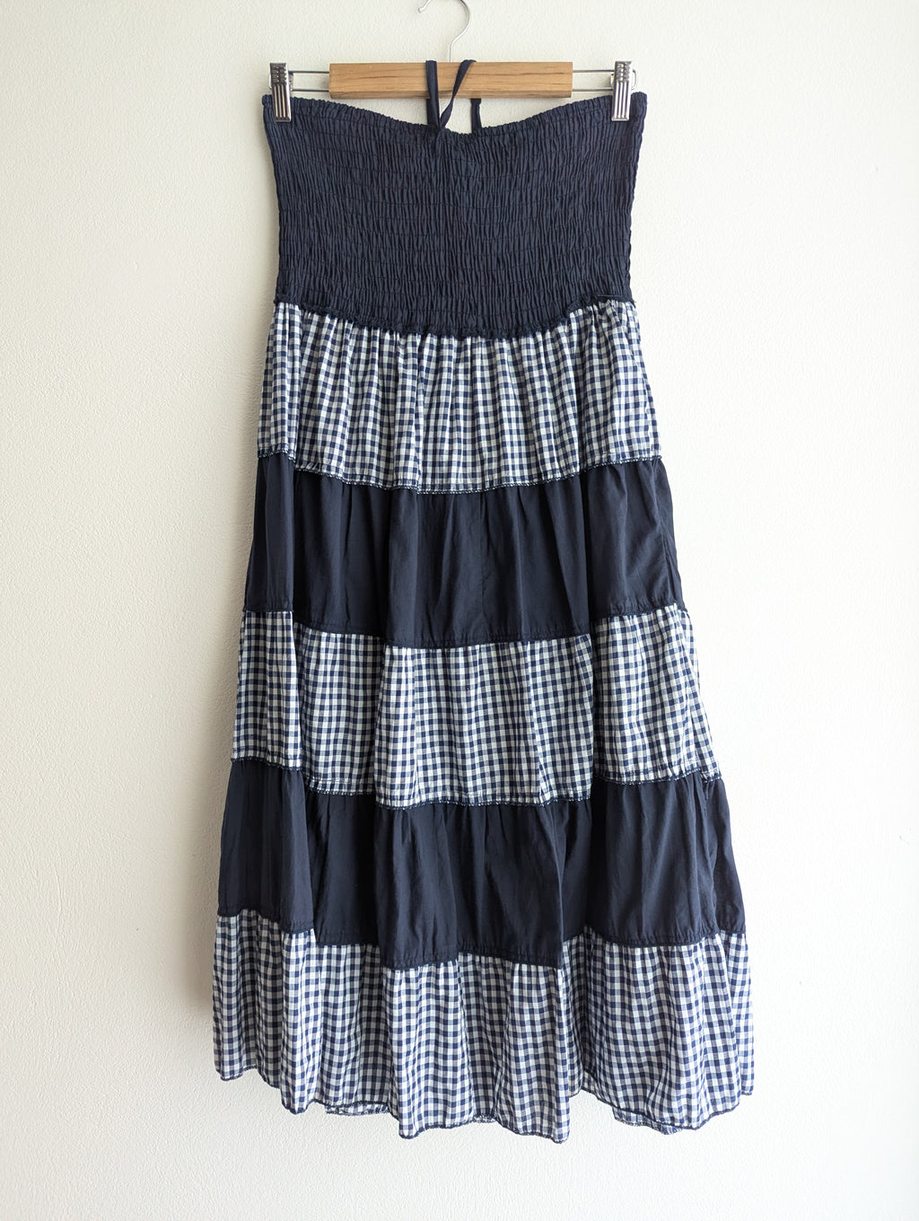 Costello Halter Navy Plaid Cotton Dress