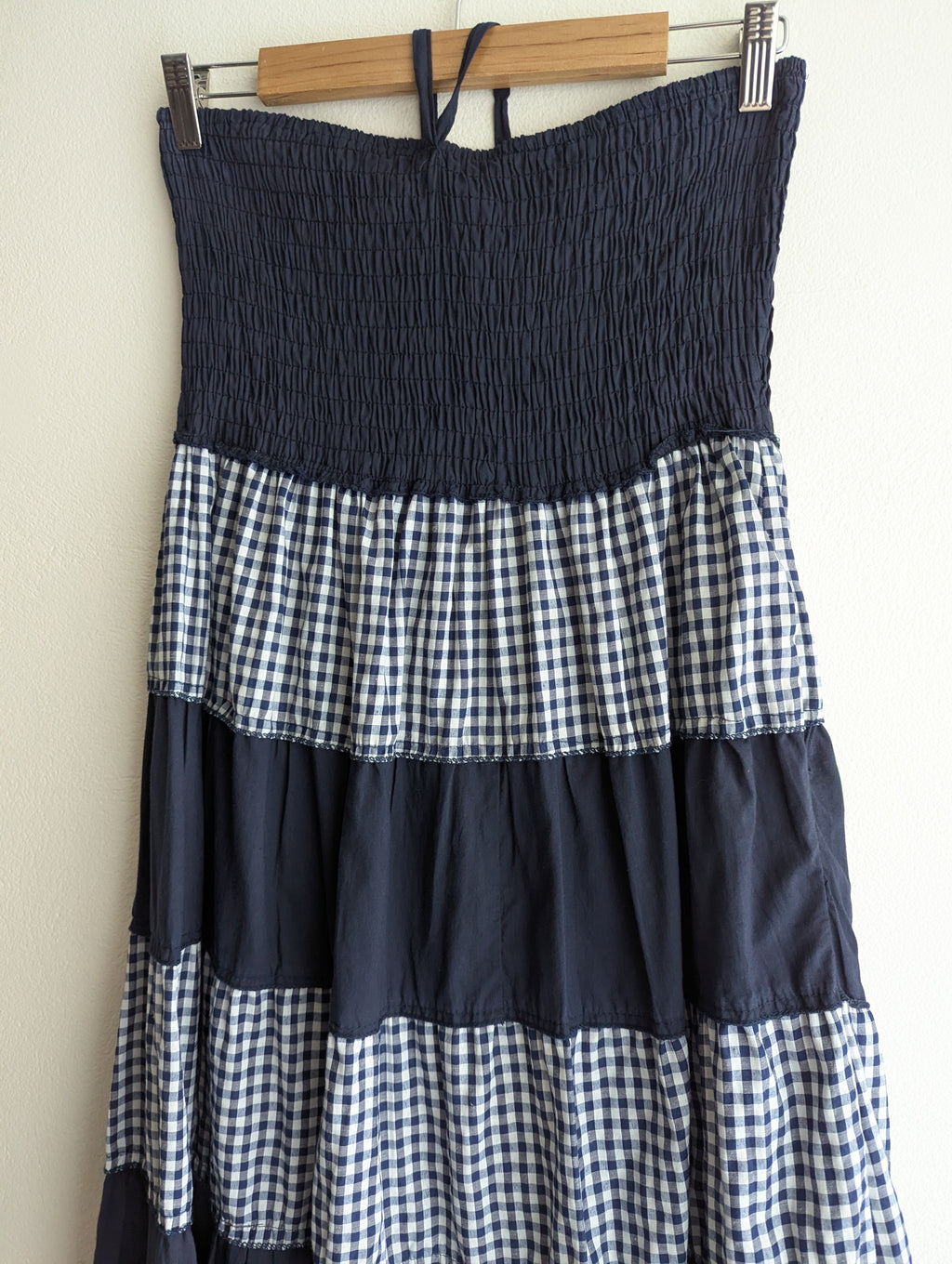 Costello Halter Navy Plaid Cotton Dress