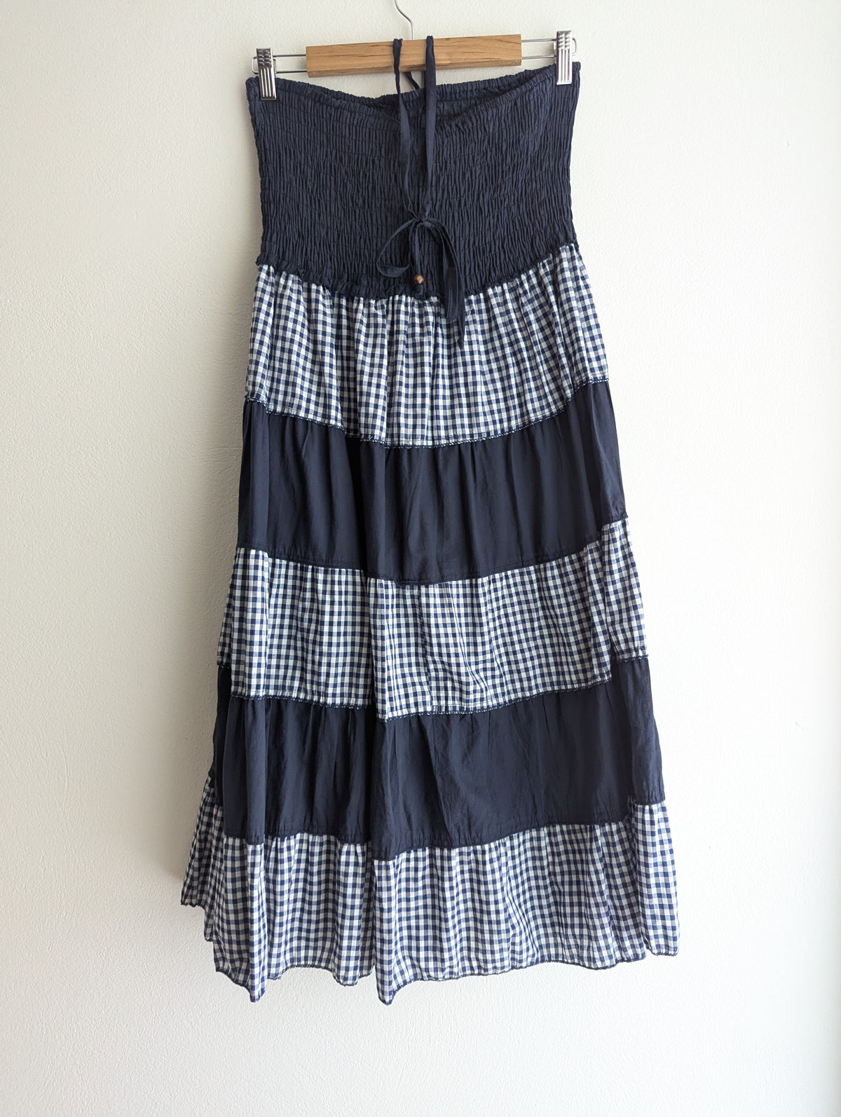 Costello Halter Navy Plaid Cotton Dress