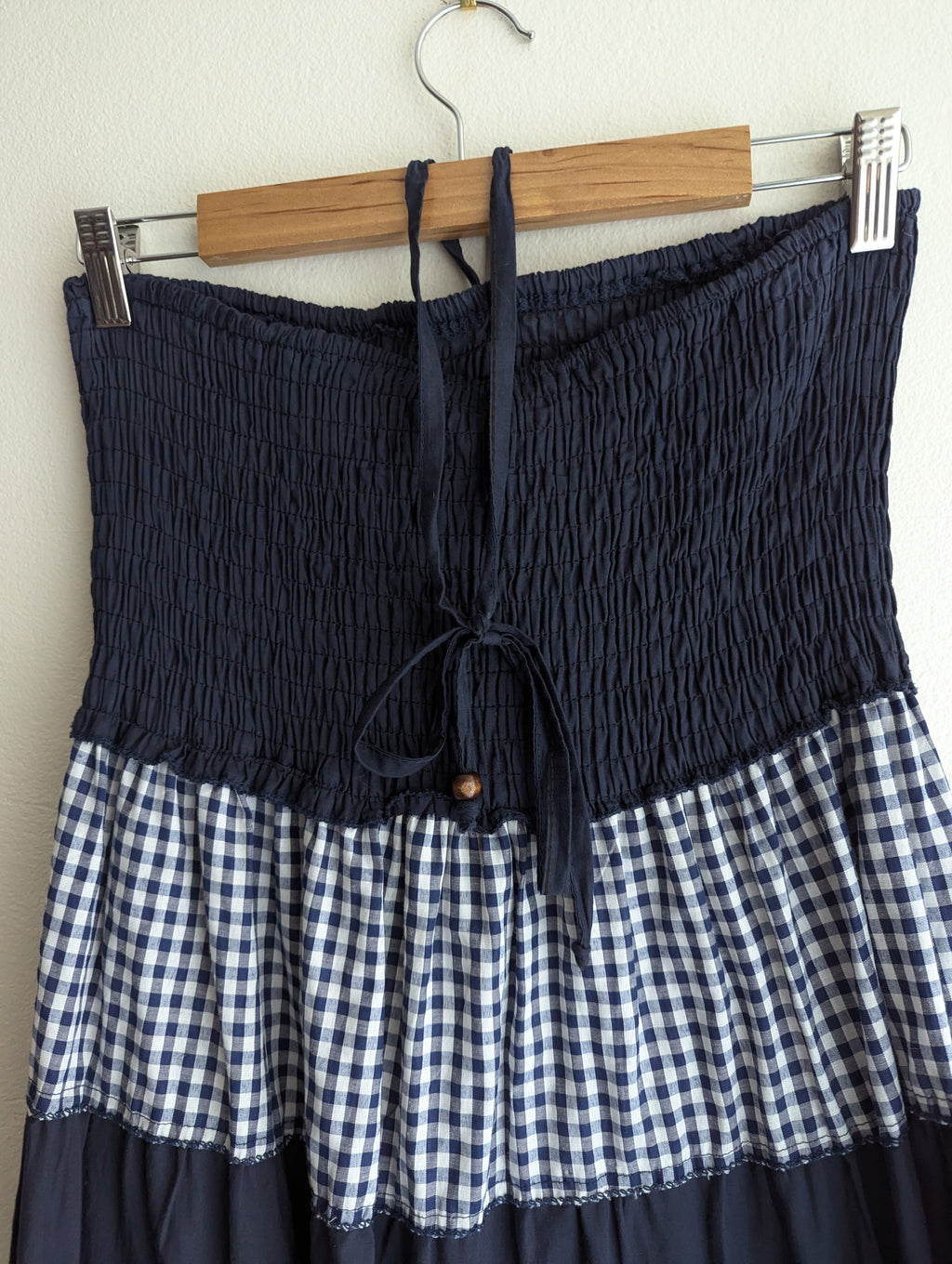 Costello Halter Navy Plaid Cotton Dress