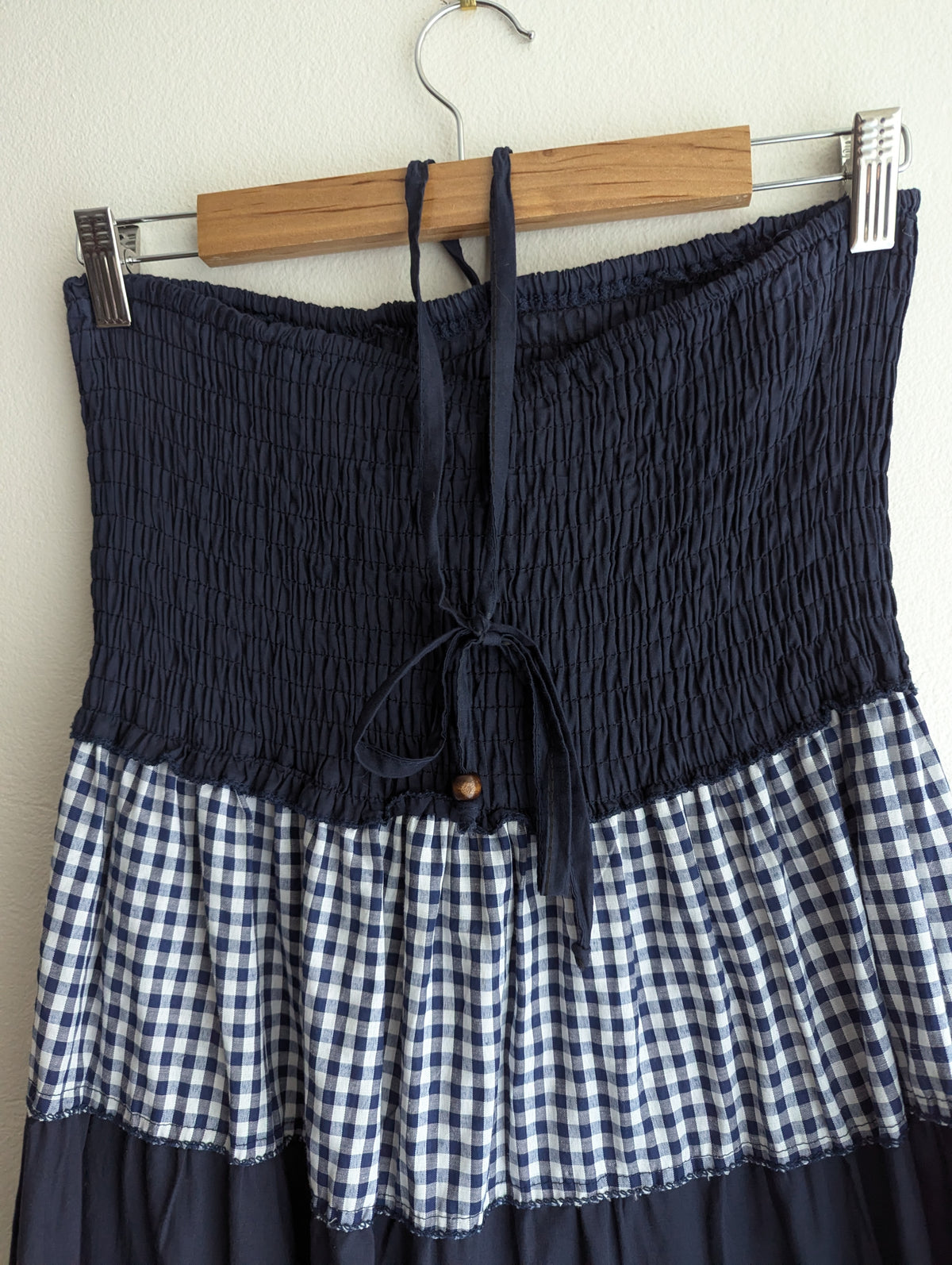 Costello Halter Navy Plaid Cotton Dress