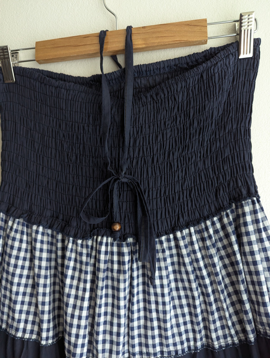 Costello Halter Navy Plaid Cotton Dress