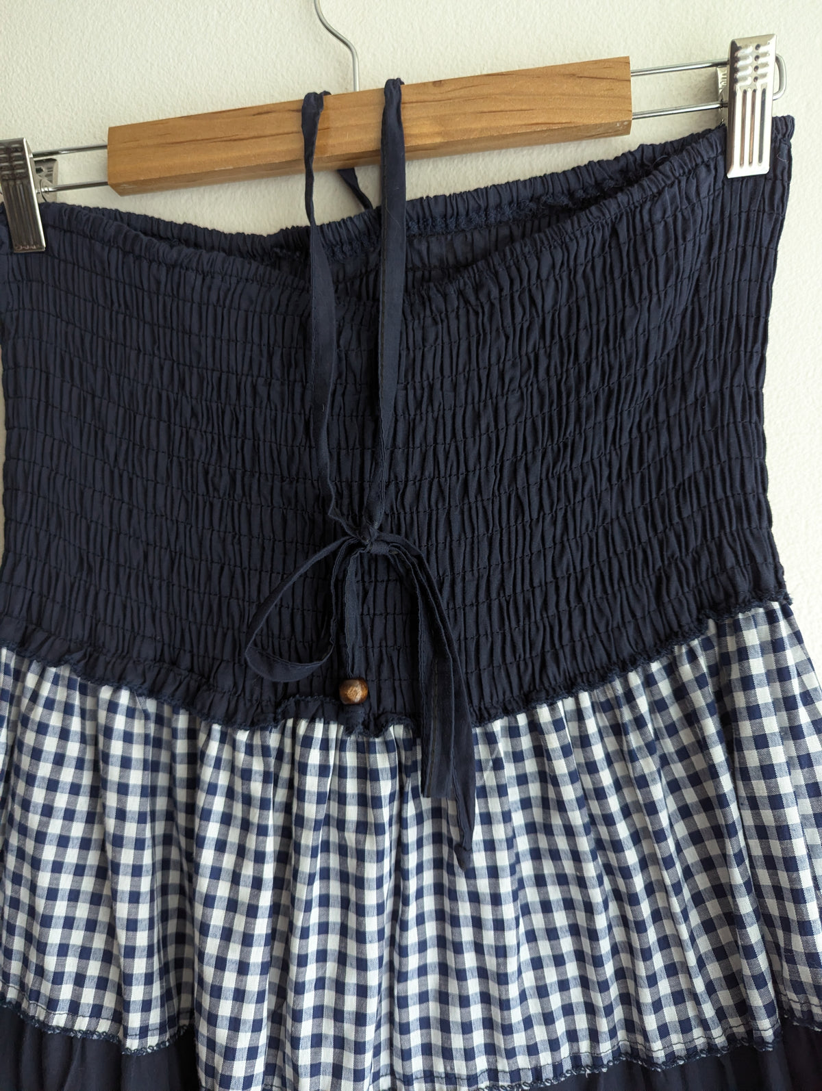 Costello Halter Navy Plaid Cotton Dress