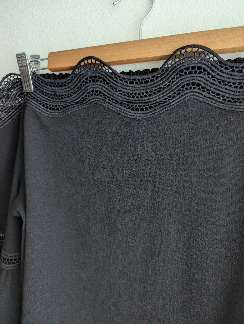 Seed Heritage Black Off-the-Shoulder Scallop Top