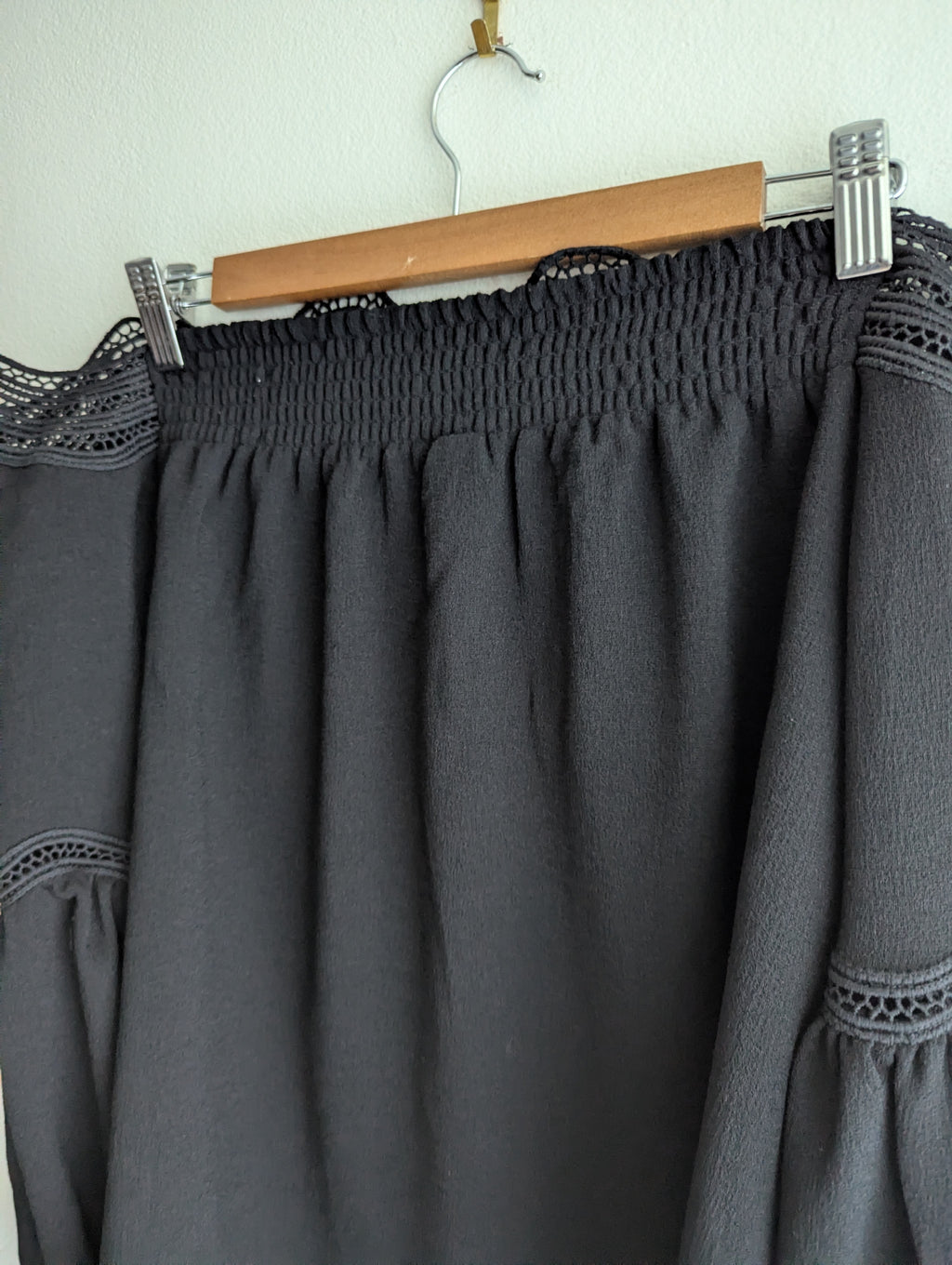 Seed Heritage Black Off-the-Shoulder Scallop Top