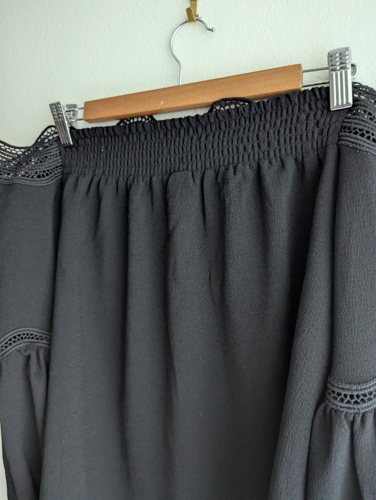 Seed Heritage Black Off-the-Shoulder Scallop Top