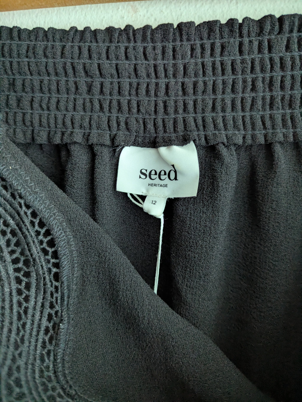 Seed Heritage Black Off-the-Shoulder Scallop Top